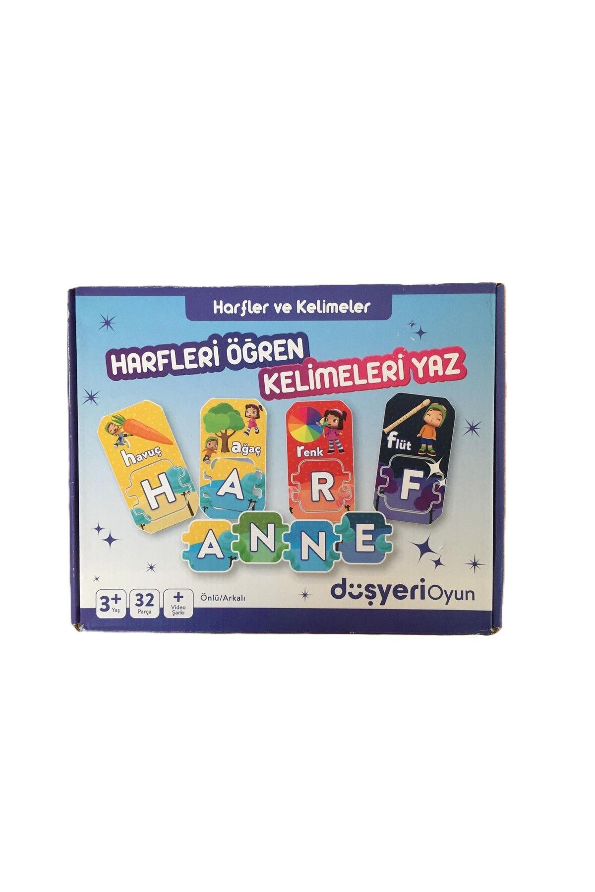 Düşyeri Harfleri Öğren,Kelimeleri Yaz Eğitici Puzzle/32 Parça -3+yaş
