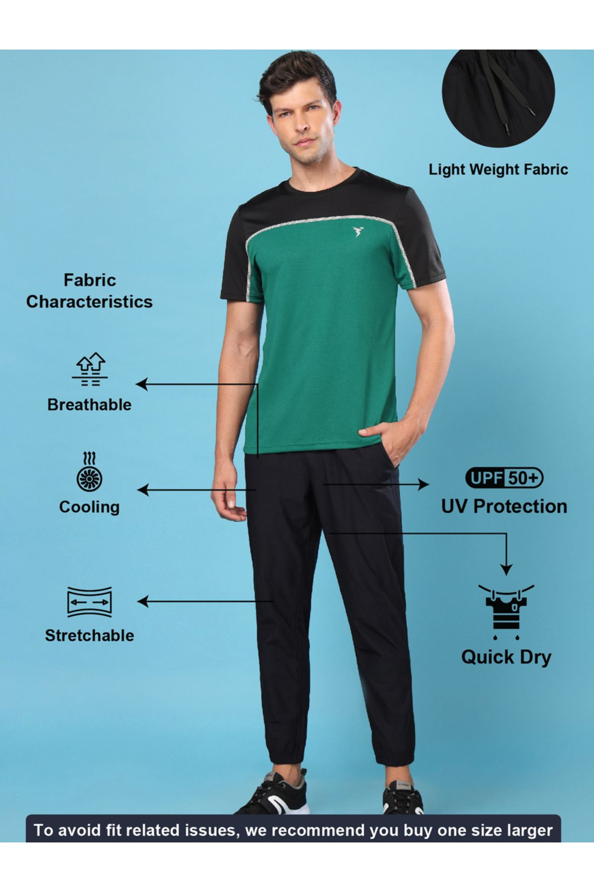 Technosport By Styli-Solid Stretch Joggers with Drawstring 5