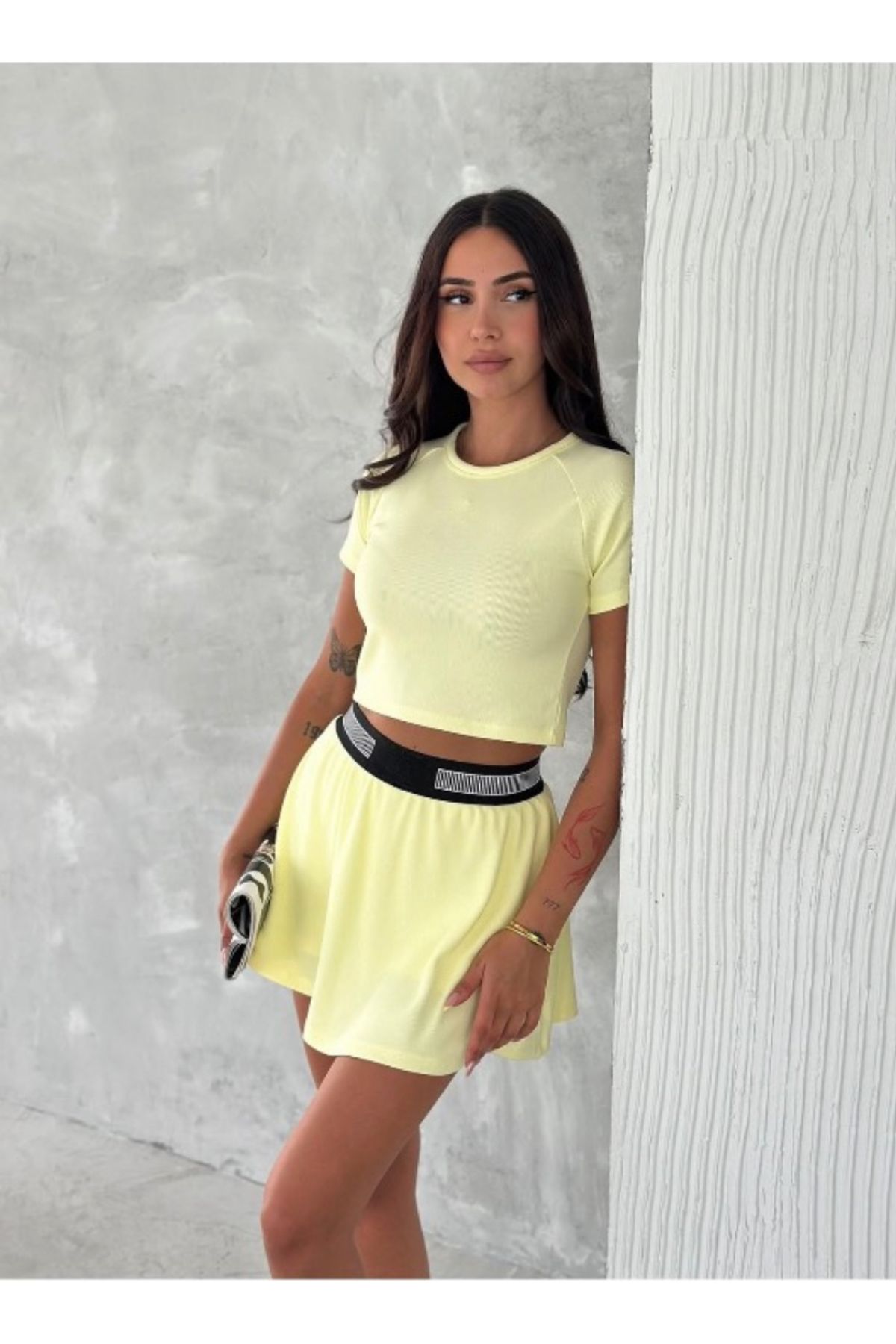 MODA Ola Luxury Crop T-Shirt Şortlu Etek
