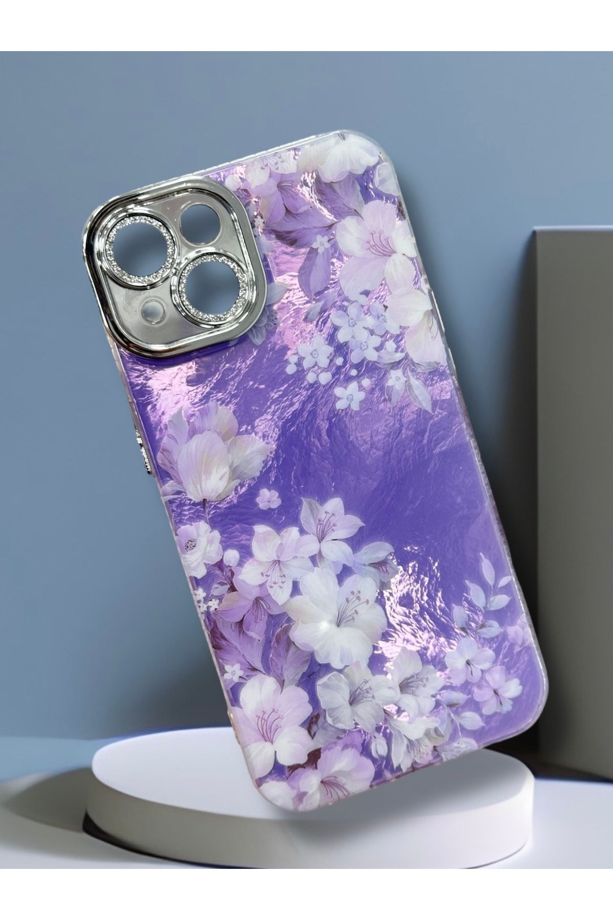 BURKİNA iPhone 13 iPhone 14 için uyumlu Taşlı Kamera Lens Koruyucu Renkli Darbe Emici Kılıf