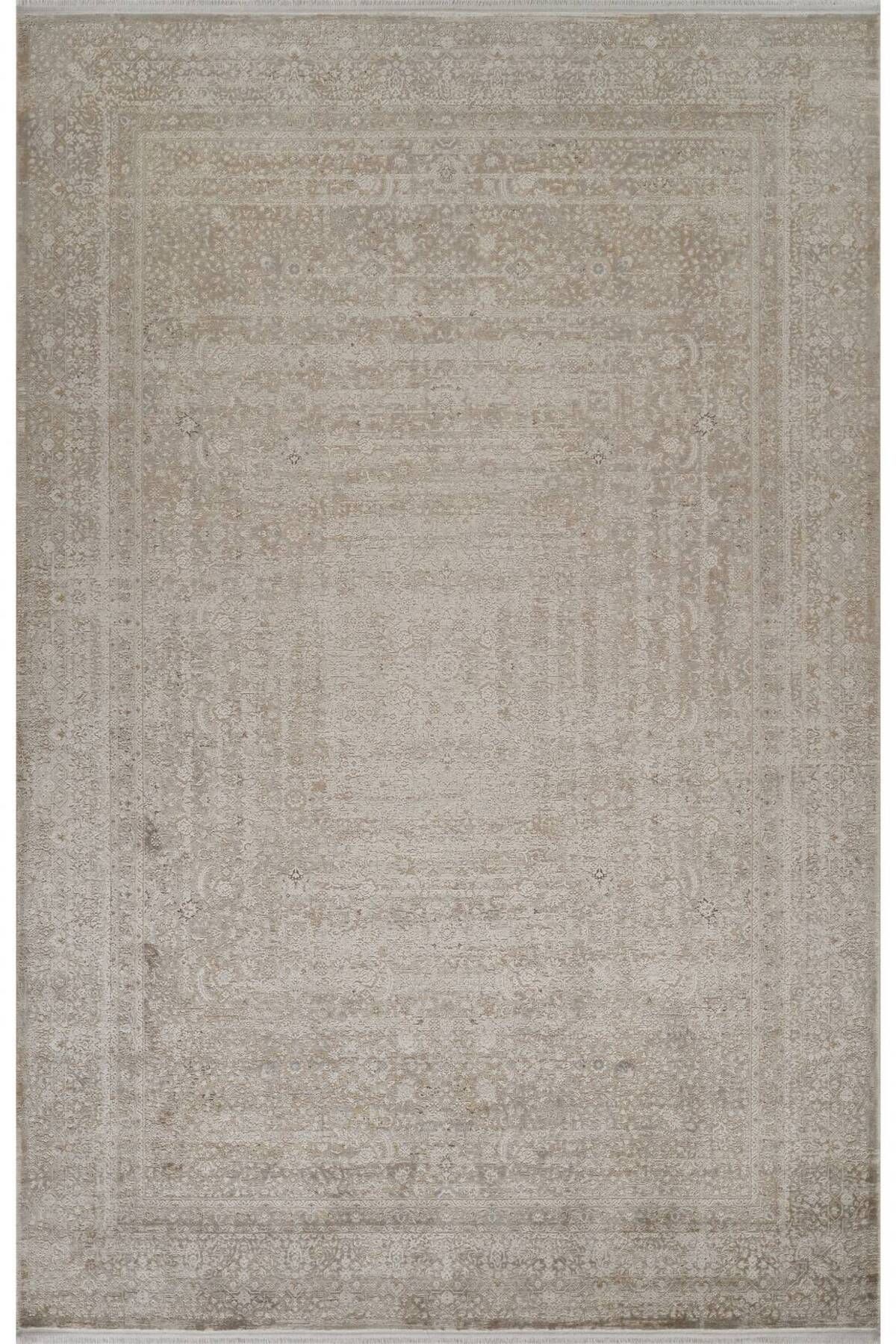 akbel halı & yatak exclusive home design Aura 2845 Krem - Viskon Halı | Modern Dokuma Salon Halısı | Kalın Tabanlı Şık Halı 15mm