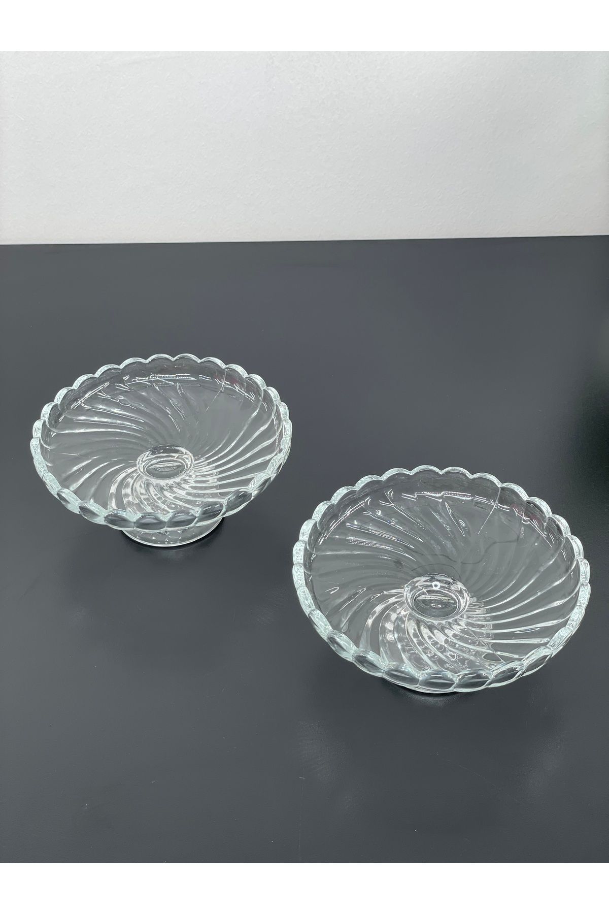YzHome 2 Li Ayaklı Cam Tabak Sunumluk Servis Tabağı Kase 6*13cm