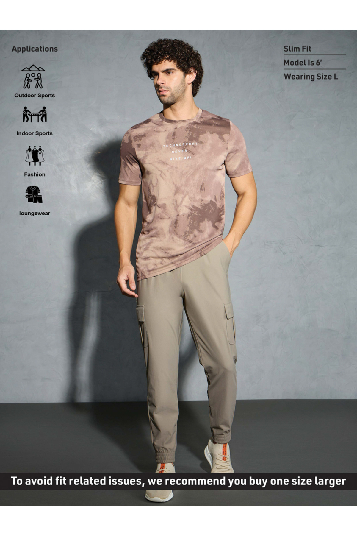 Technosport By Styli-Solid Regular Fit Cargo Joggers with Drawstring 4