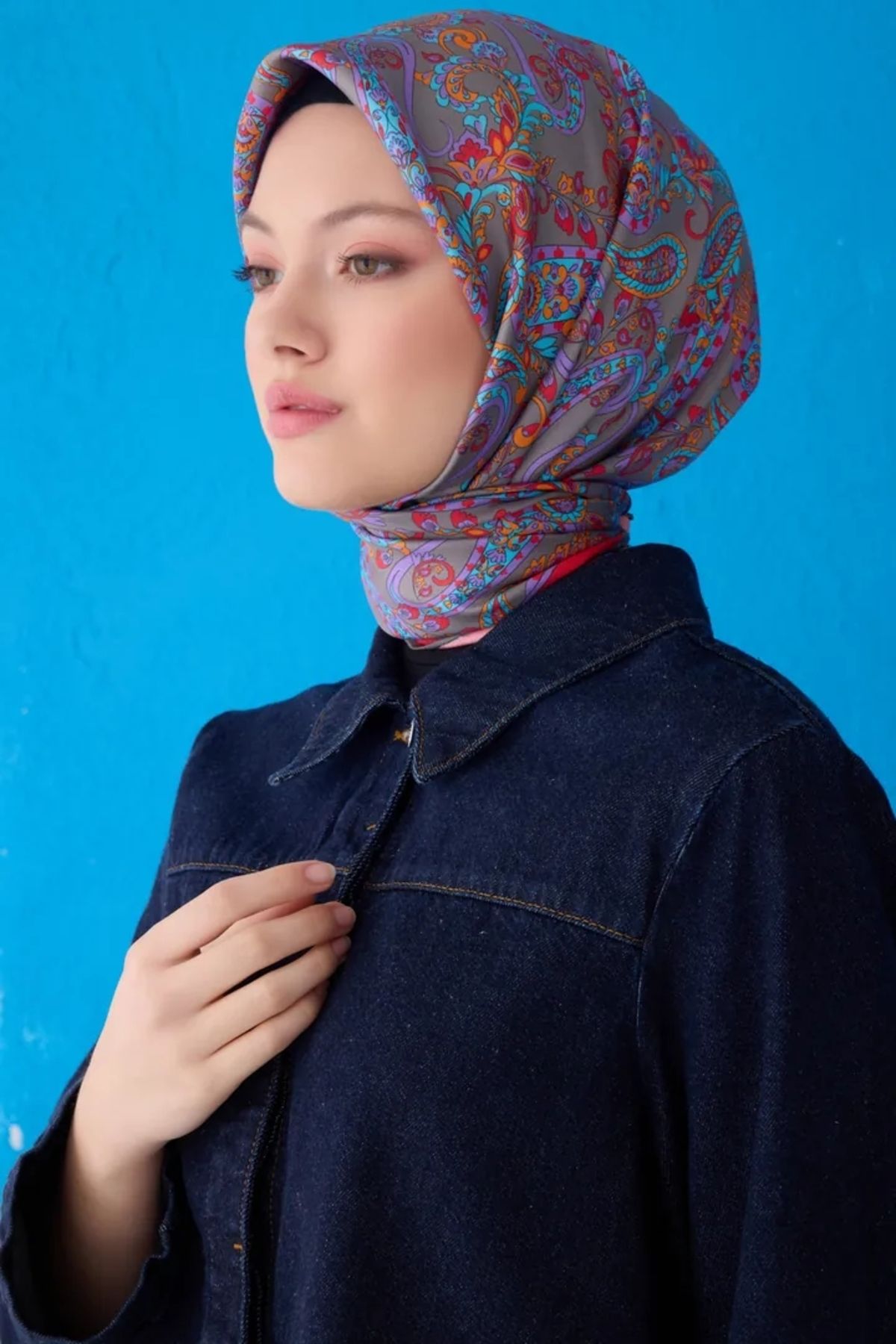 Belli Twill İpek Eşarp 4101D Etnik Desen Çok Renkli 16