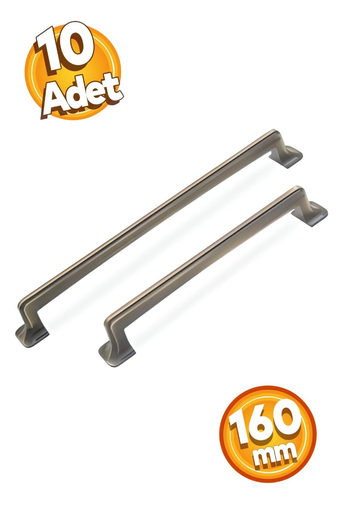 EGESEL Lux Dolap Çekmece Kulp Yukon Model 10 Adet 160 ve 224mm Mobilya Kulp 1. Sınıf Metal / Antik Sarı