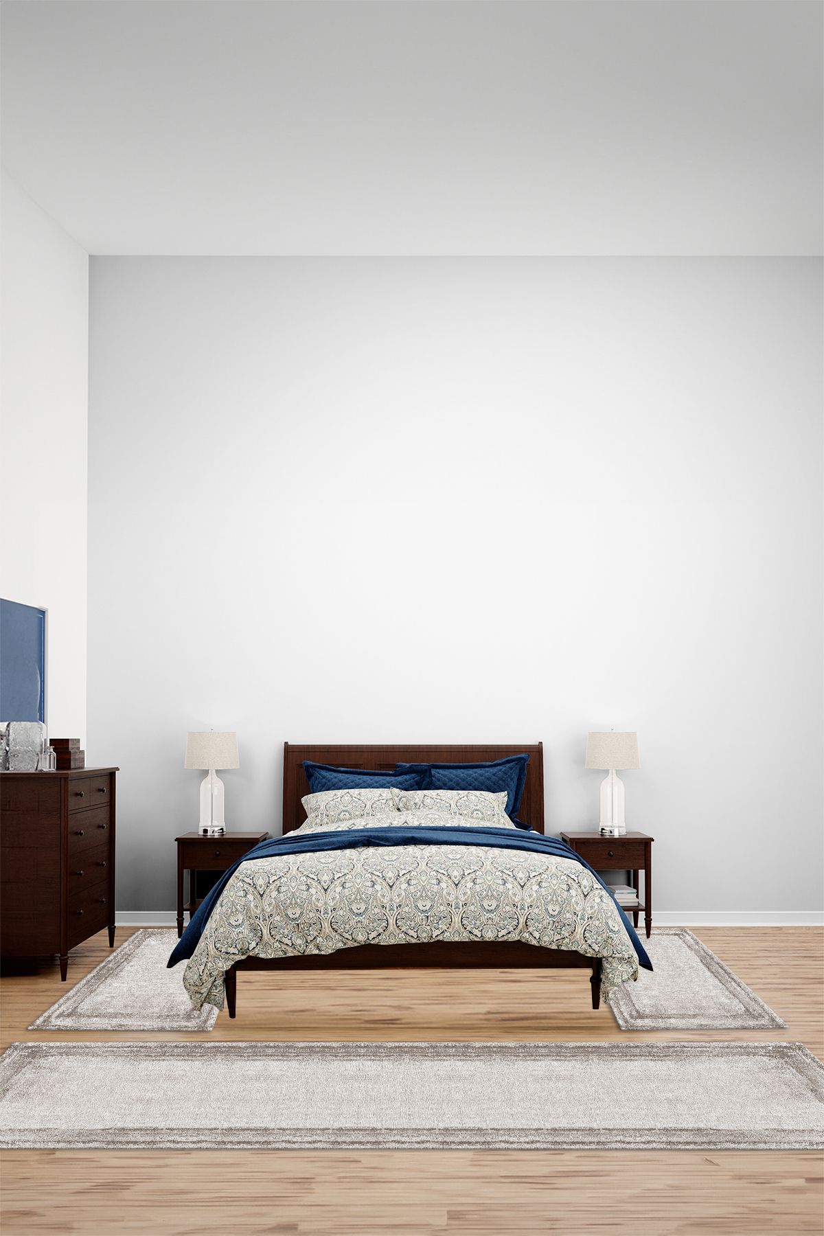 Viyana Home Dijital Kaymaz Yıkanabilir Çerçeveli Modern Üçlü Yatak Odası Takım Halısı, YO-ÇERÇEVELİ-176-KAHVE,
