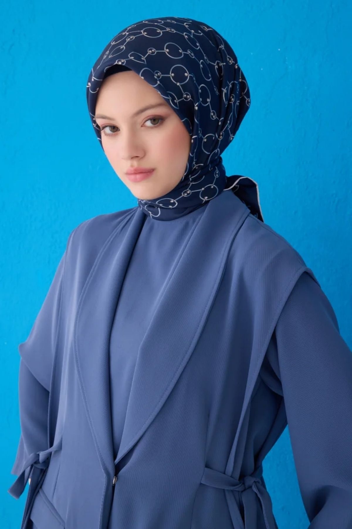 Belli Twill İpek Eşarp 4109D Zincir Desen Lacivert-82