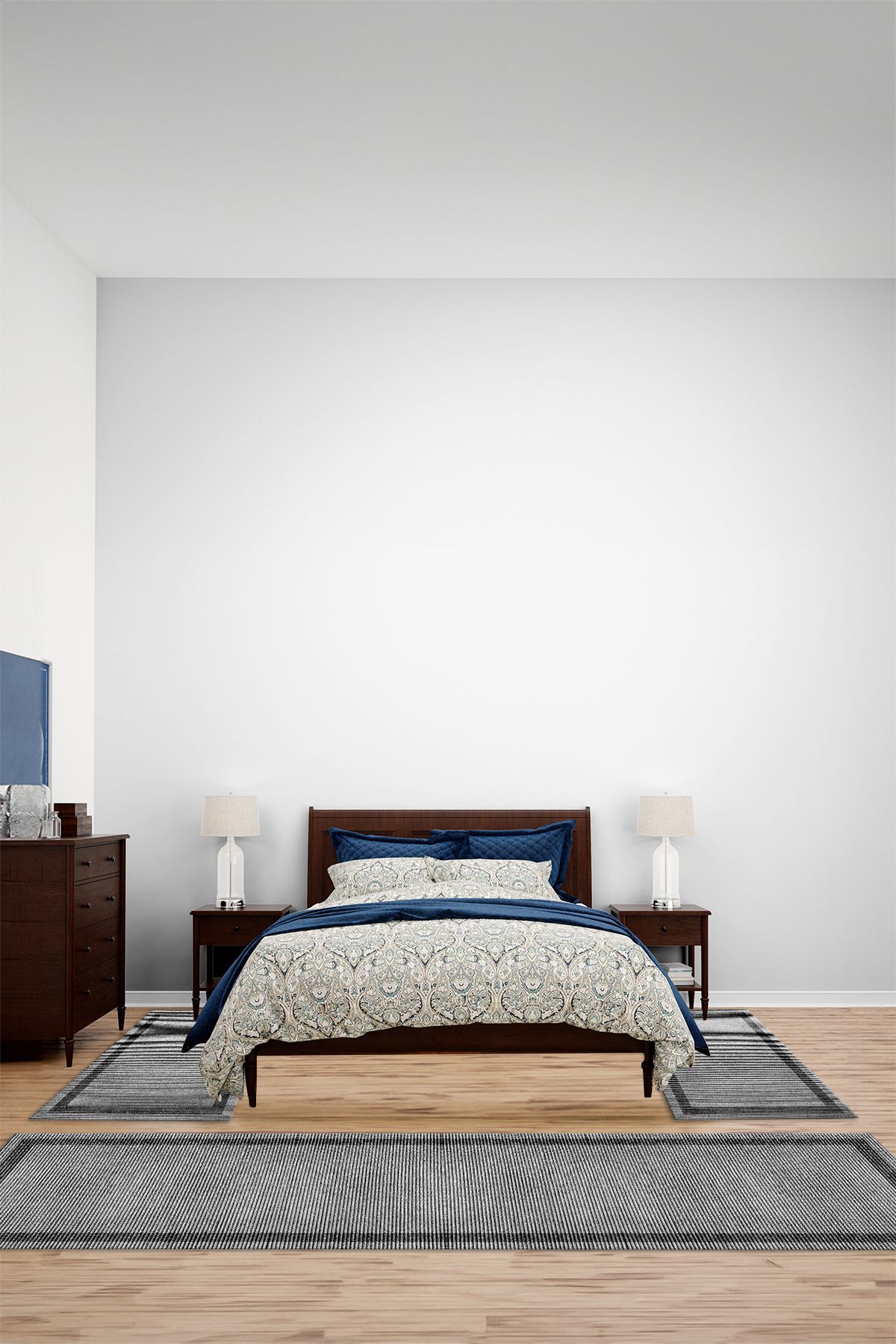 Viyana Home Dijital Kaymaz Yıkanabilir Çerçeveli Hasır Üçlü Yatak Odası Takım Halısı, YO-ÇERÇEVELİ-157-GRİ,
