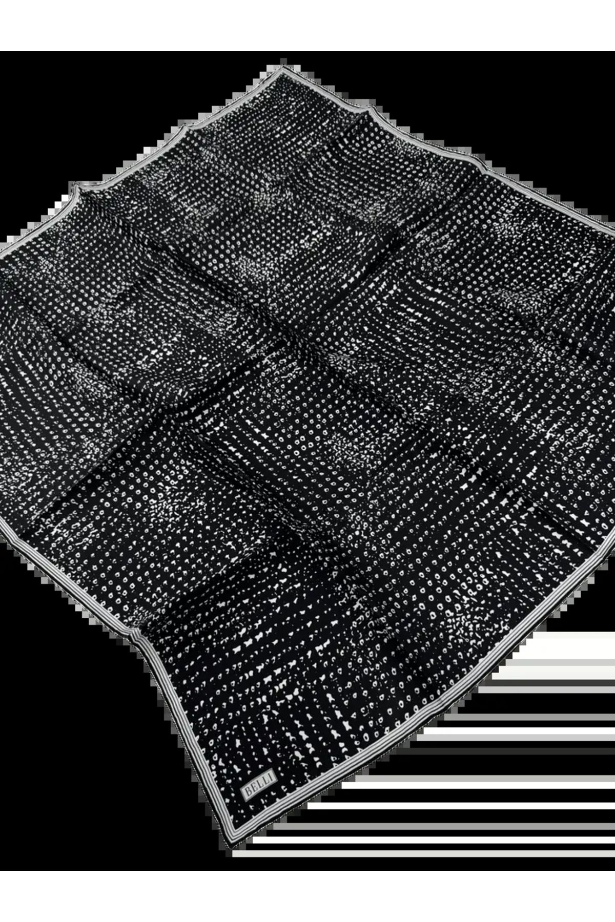 Belli Twill İpek Eşarp 4029D Nokta Desen Siyah-Beyaz-50