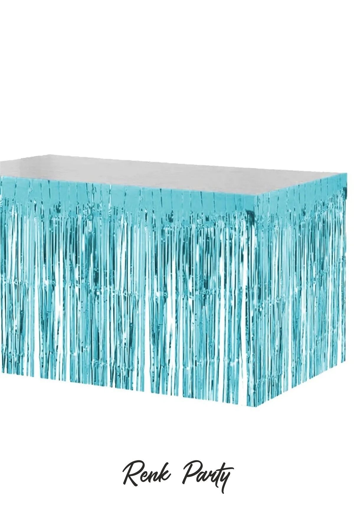 renk party Metalize Masa Eteği Mavi Renk 75x360 Cm - Püskül Etek