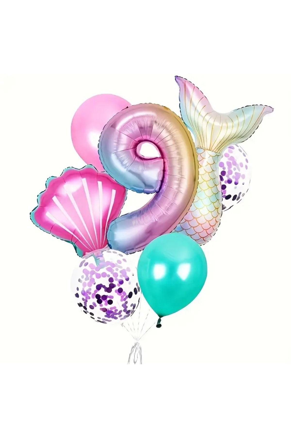 CANSIN DENİZ KIZI FOLYO BALON SETİ 9 YAŞ