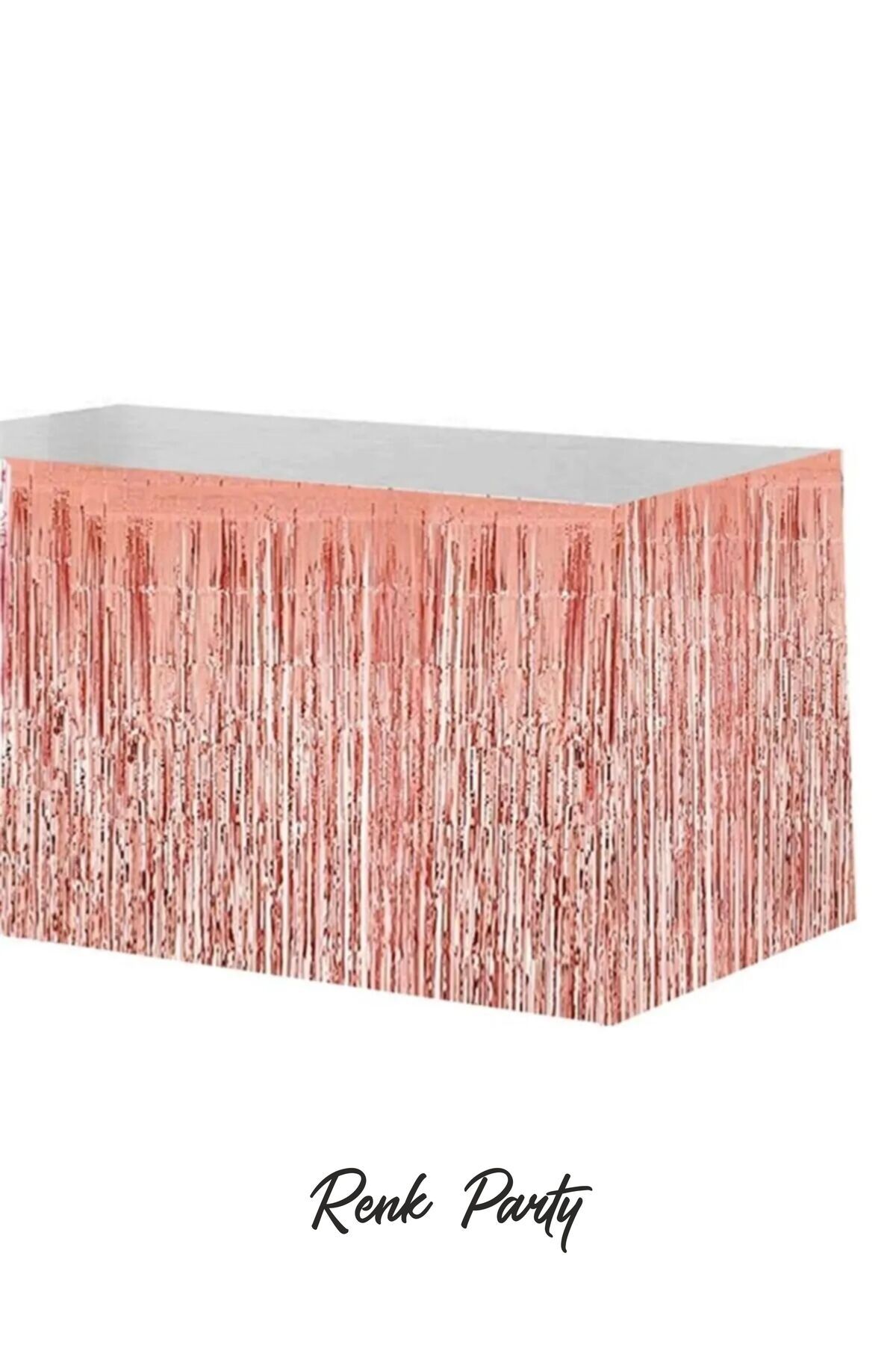 renk party Metalize Masa Eteği Rose Renk 75x360 Cm - Püskül Etek