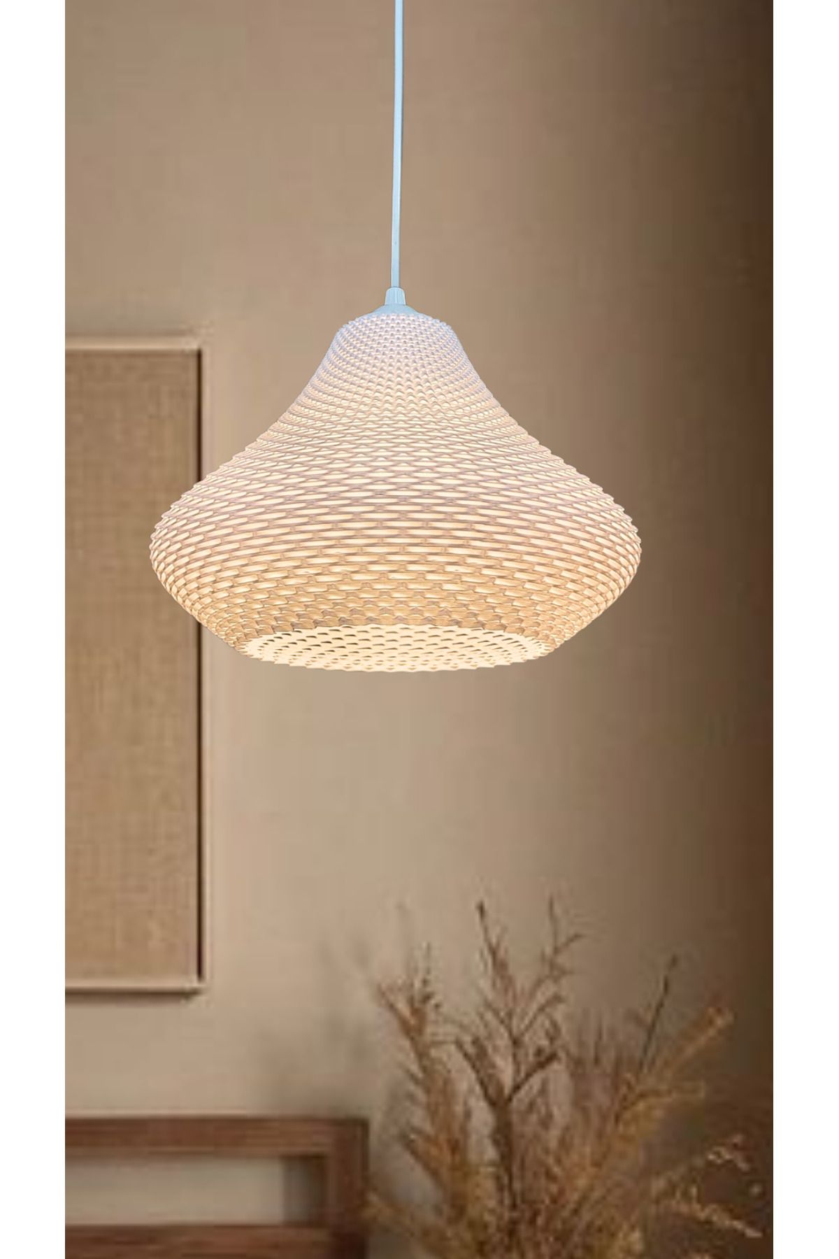 decory Nathalie Mesh Dokulu Modern Avize, Pinterest Tarzı Özel Tasarım Tekli Sarkıt Avize (Bioplastik) E27