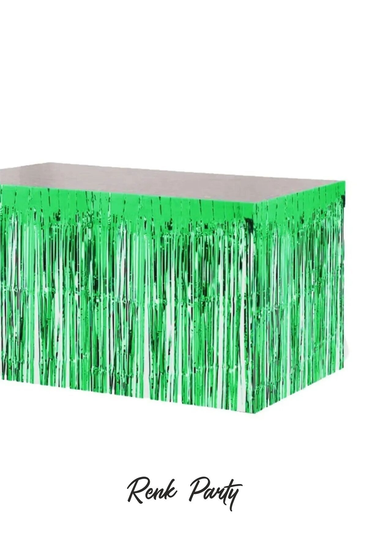renk party Metalize Masa Eteği Yeşil Renk 75x360 Cm - Püskül Etek