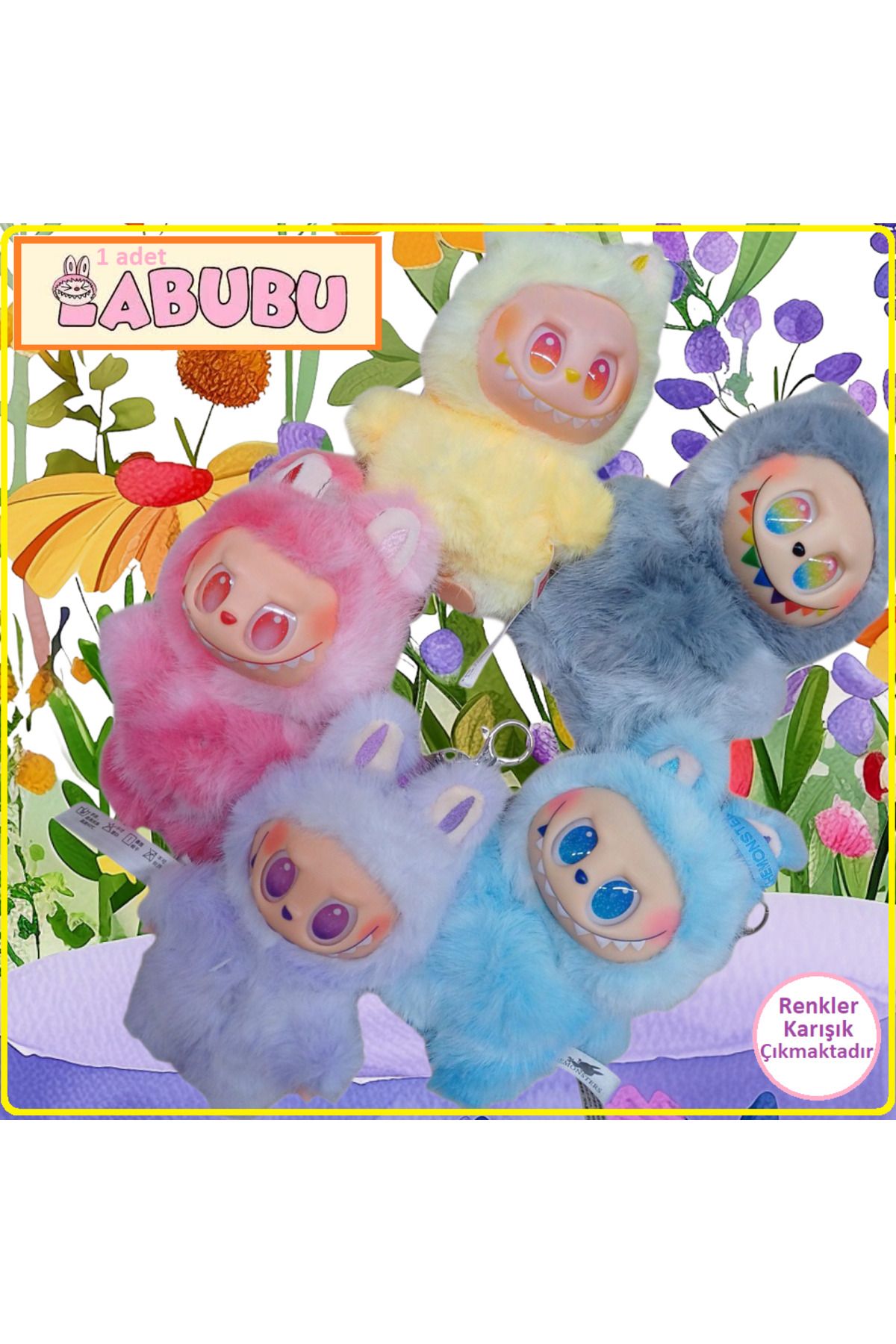 OYUNCAKSAHİLİ Labubu Canavarlar Peluş Love Happines Hope Serenity Loyalty Luck 1 Adet Askılı Pop Peluş
