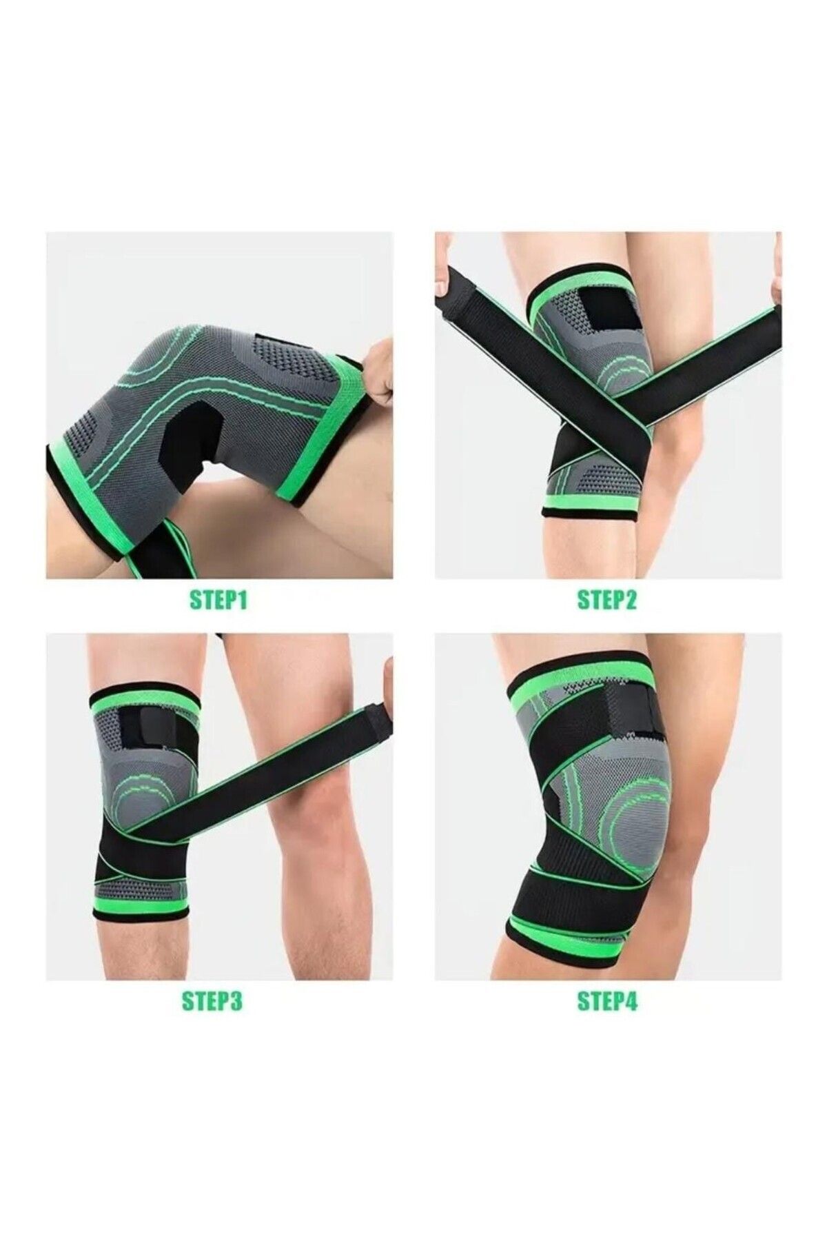 AboutThePerfect Yeşil spor dizlik, bandajlı örme, konforlu ve dayanıklı diz desteği (1 adet)