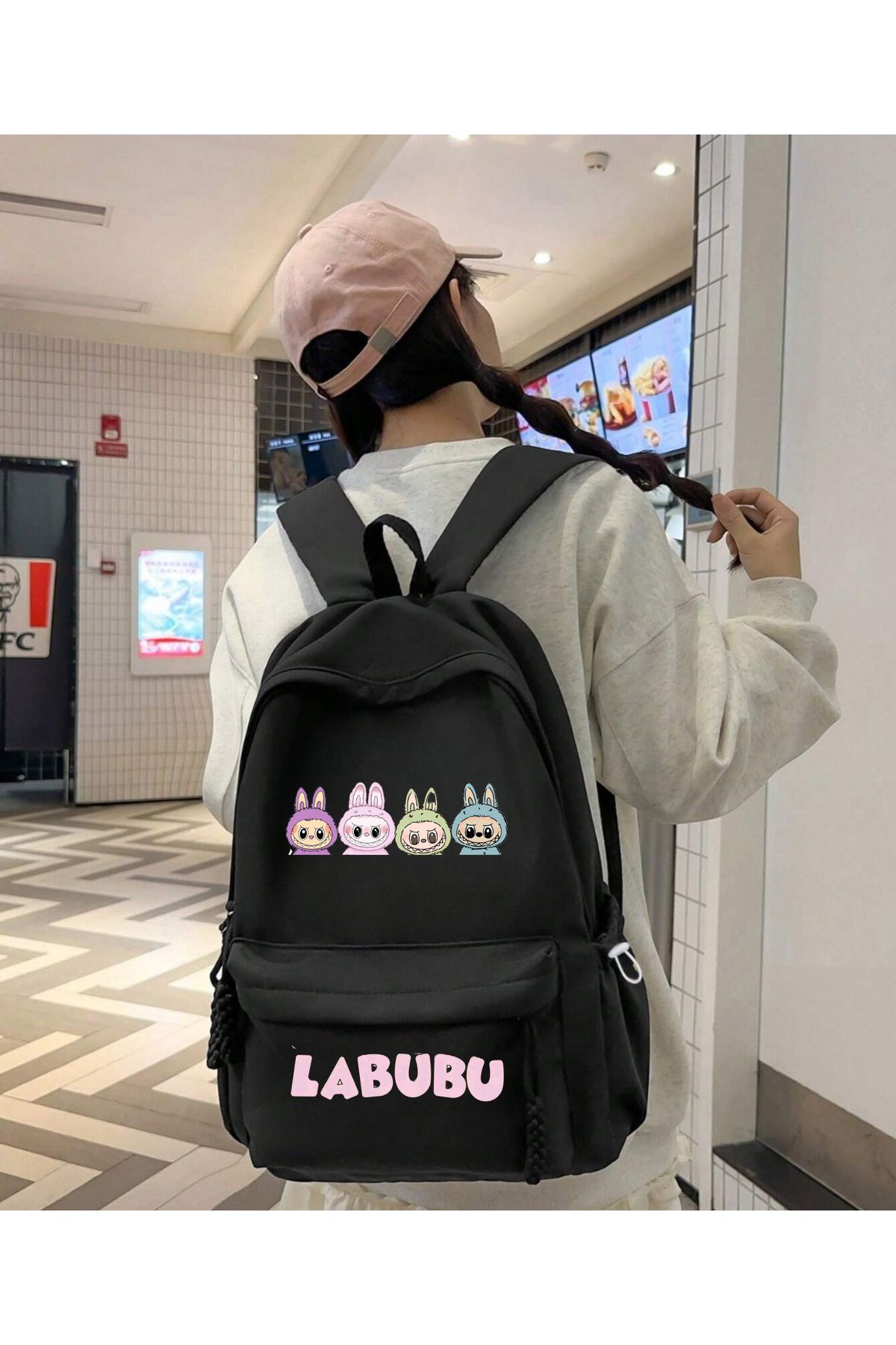 Touz Moda Labubu Figür Baskılı Okul, Dershane, Kurs Sırt Çantası