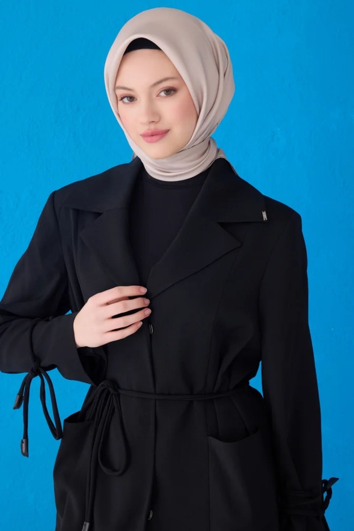 Belli Twill İpek Eşarp 4129D Düz Renk Açık Vizon-07