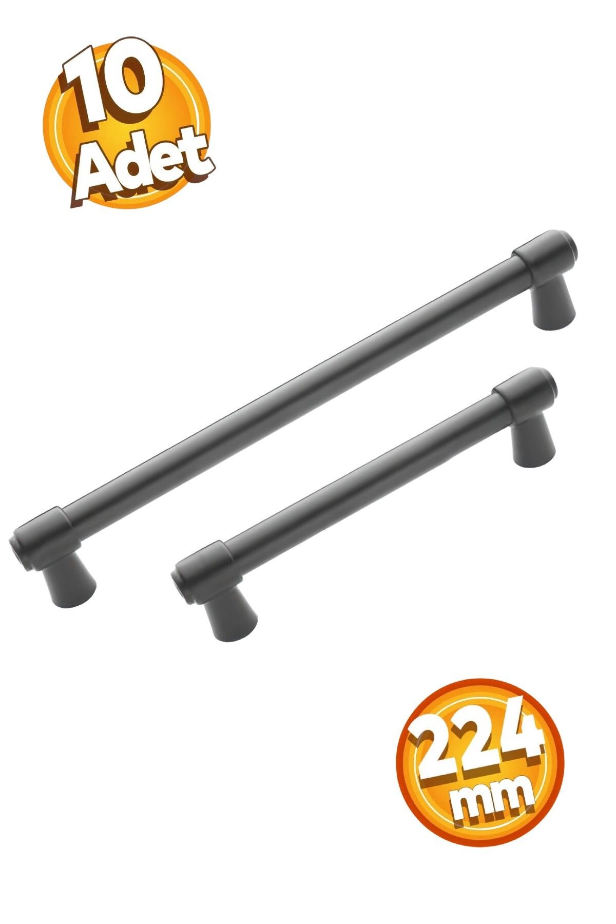 EGESEL Dolap Çekmece Kulp Lux Boru Model 10 Adet 224mm Mobilya Kulp 1. Sınıf Metal / Siyah