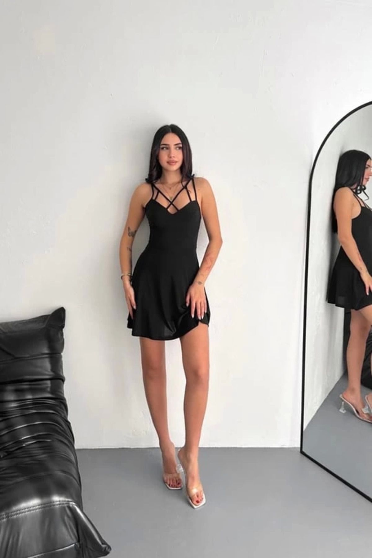 ZORM İnce Çift Askılı Mini Elbise