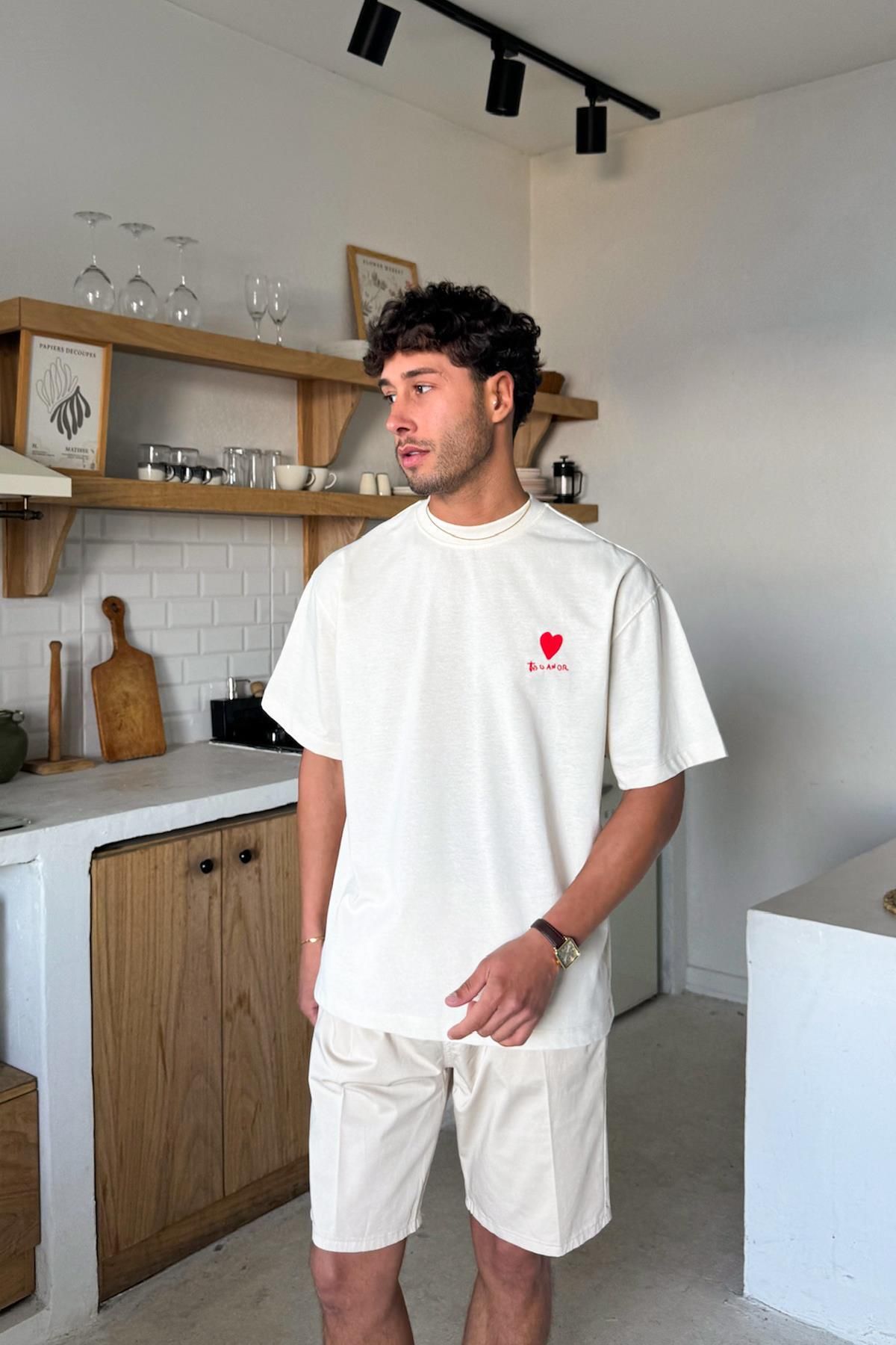 Flaw Wear Krem This İs Amor Nakışlı Tişört