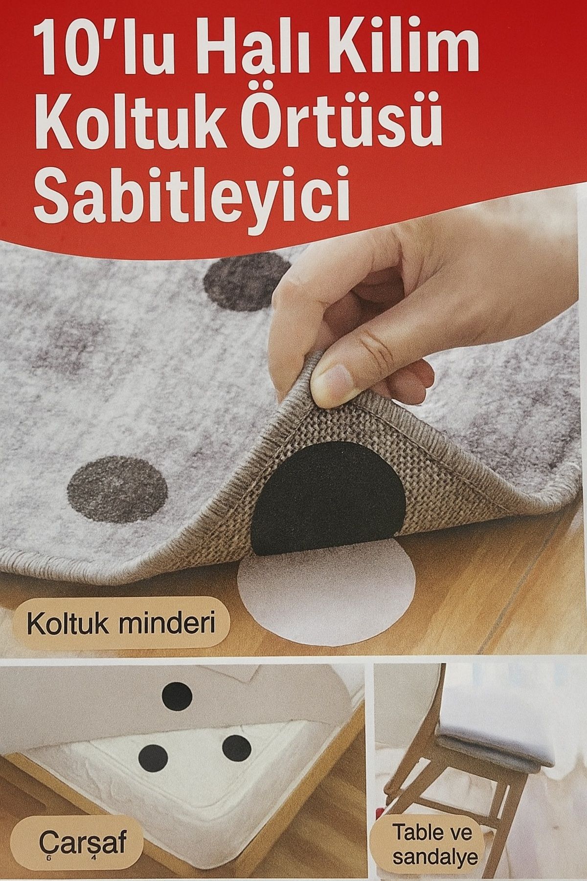 obrigado Halı Kilim Kaydırmaz 10 Adet Yapışkanlı Nevresim Örtü Kaydırmaz Minder Cırt Bant Seti Ev Aksesuar