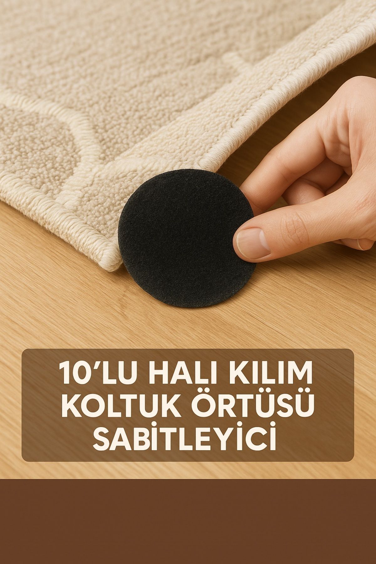 obrigado Halı Kilim Sabitleyici 10'lu Paspas Örtü Minder Sabitleme Bandı Yapışkanlı Cırt Ped Mobilya Aksesuar