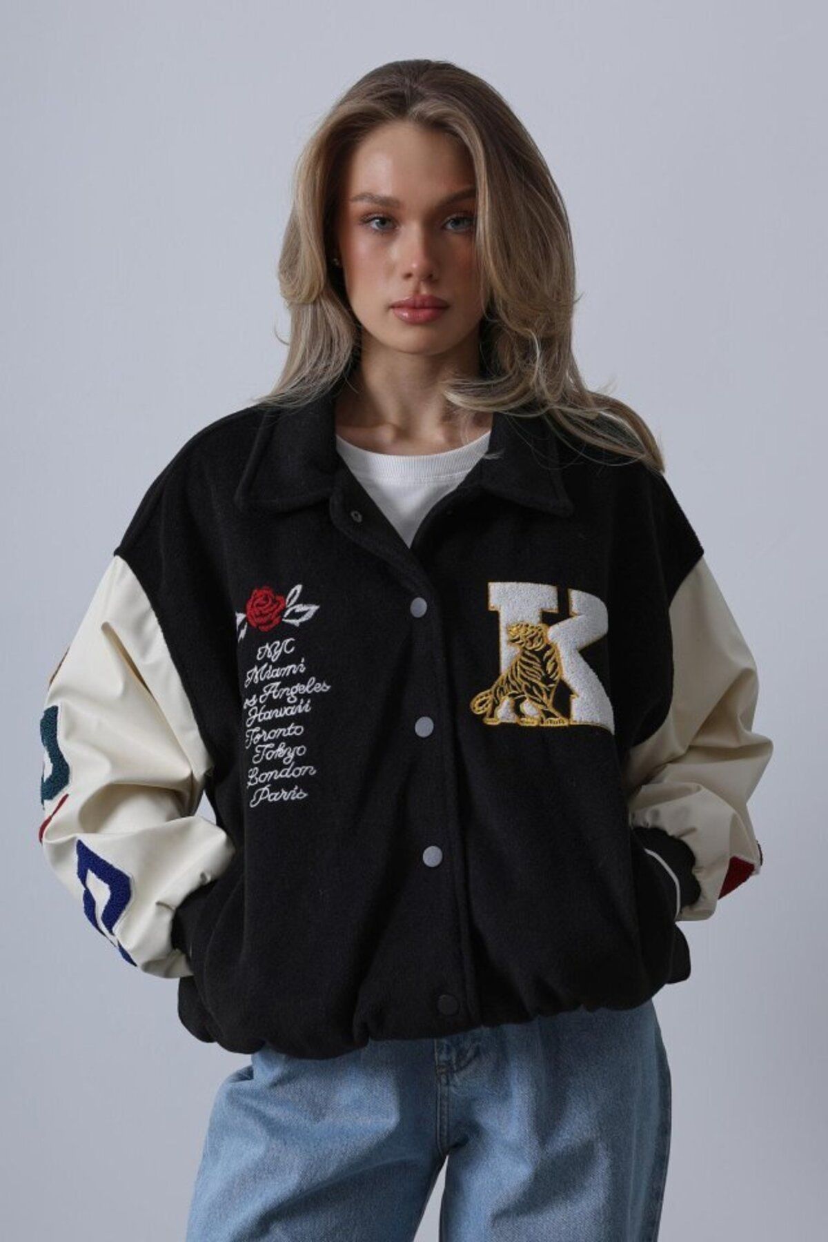 D&M Life Collection Kaşe Biker Ceket - Siyah - M