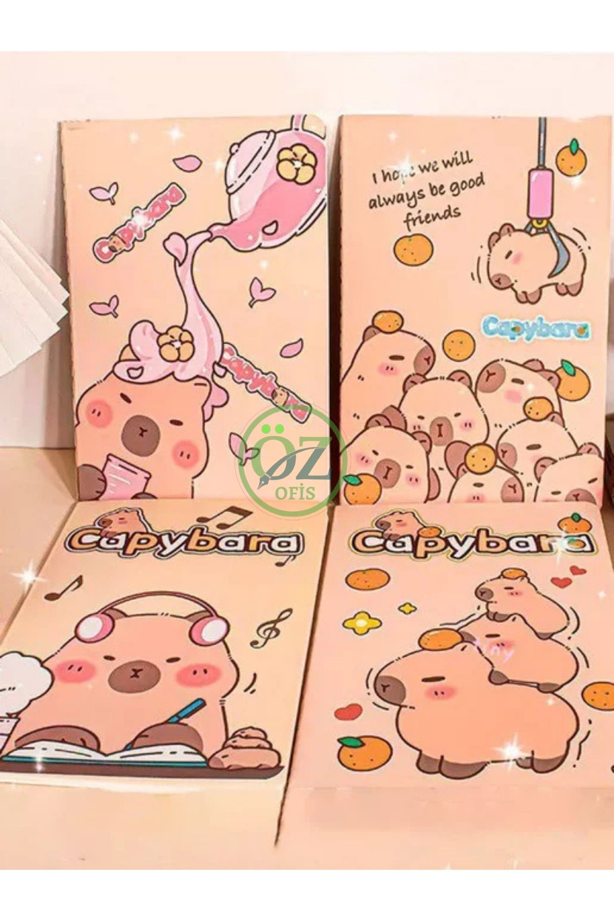 ÖZ OFİS Capybara Kapibara A5 4'lü Defter Seti Çizgili