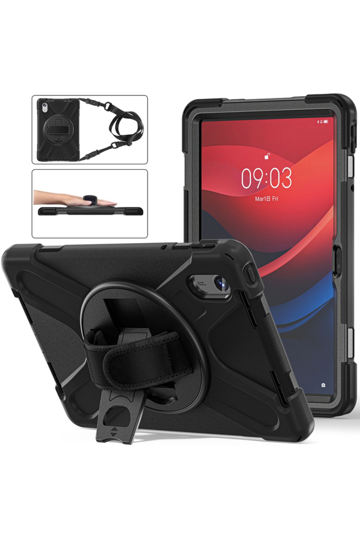 GRABONO Lenovo Tab M11 TB-330FU TABLET KILIFI OMUZ ASKILI DEFENDER ZIRH TANK SERİSİ KILIF