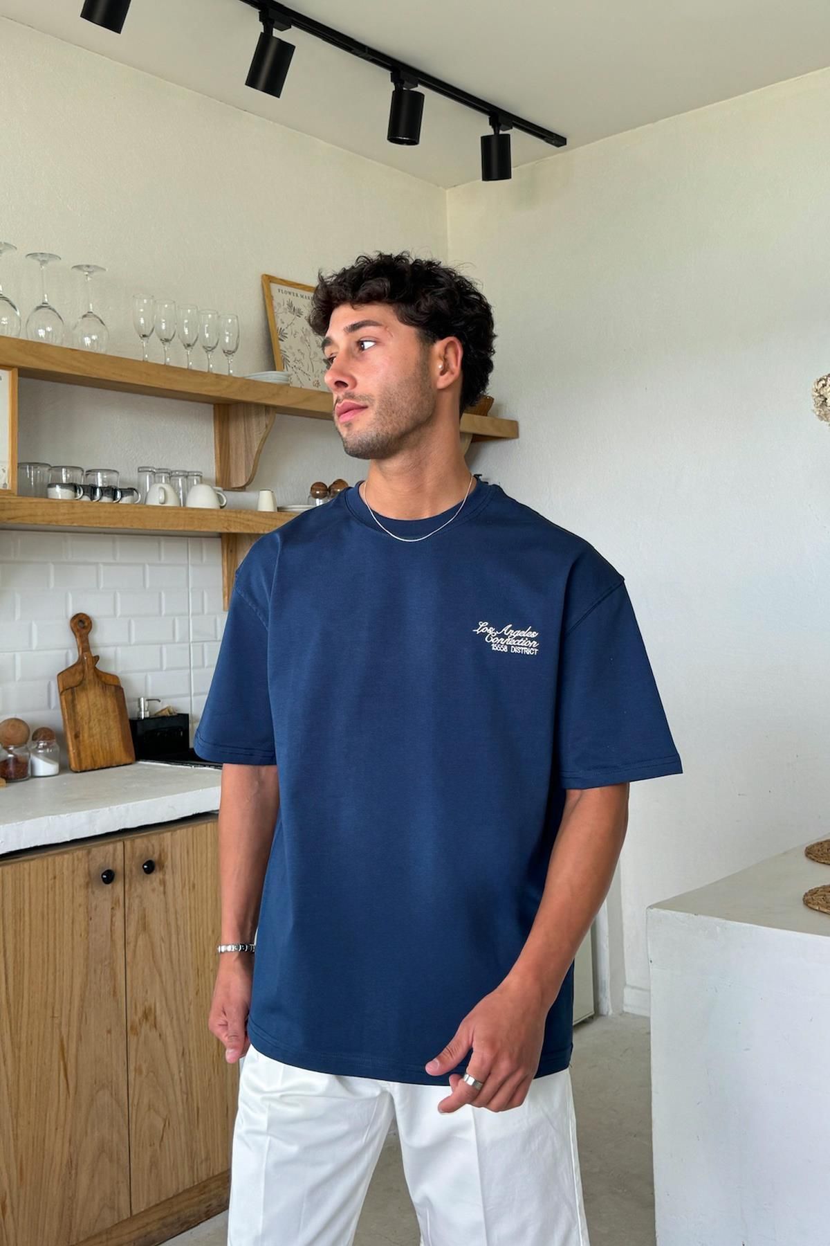Flaw Wear İndigo Los Angeles Nakışlı Tişört