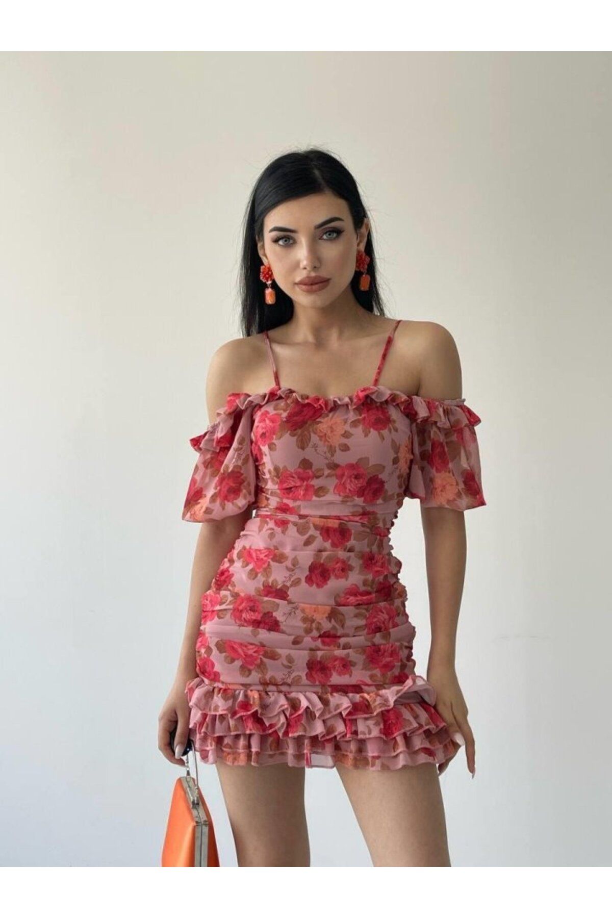 D&M Life Collection Beta Mini Elbise - M - Çiçek Desen