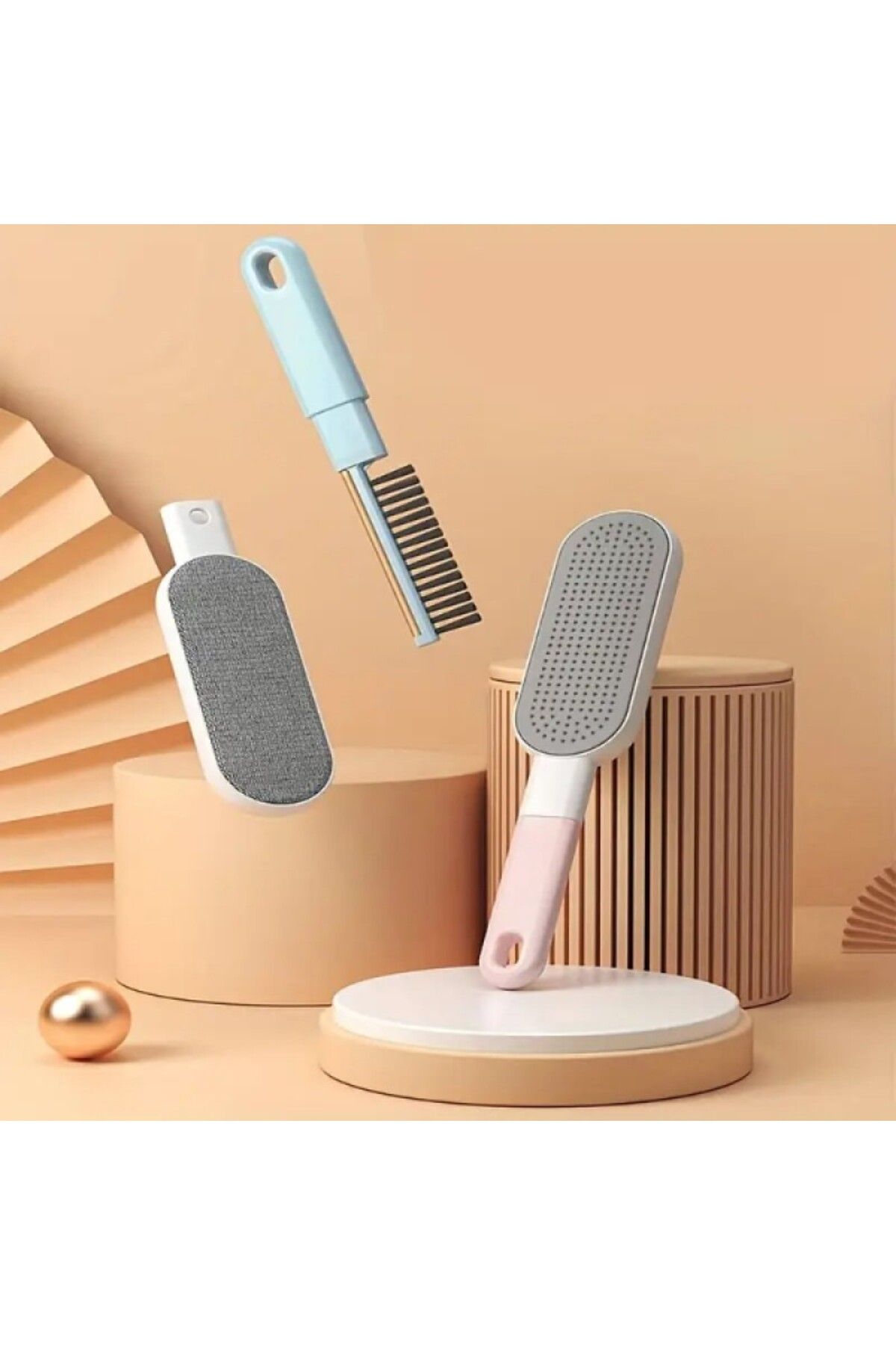 NaturalCharm 4’ü 1 Arada Mavi Renk Tüy Toplayıcı Lint Roller – Kedi Köpek Tüyü ve Toz Temizleme Fırçası