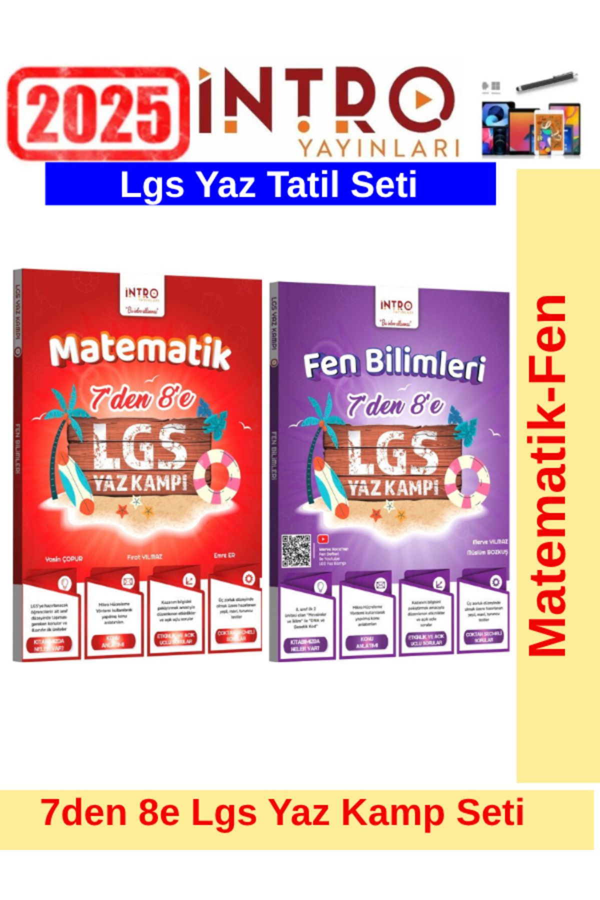 Ens Yayıncılık İntro Yayınları 8.Sınıf LGS Kamp Matematik-Fen Yaz Tatil Kamp Seti+Kalem