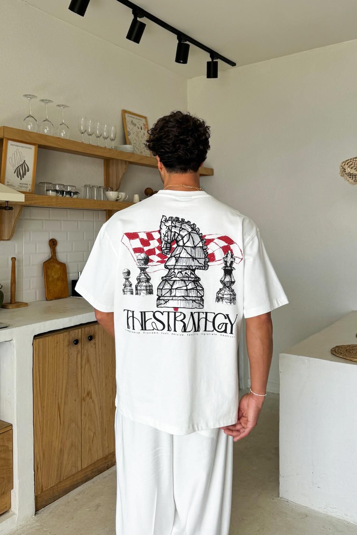 Flaw Wear Ekru Thestrategy Sırt Baskılı Tişört