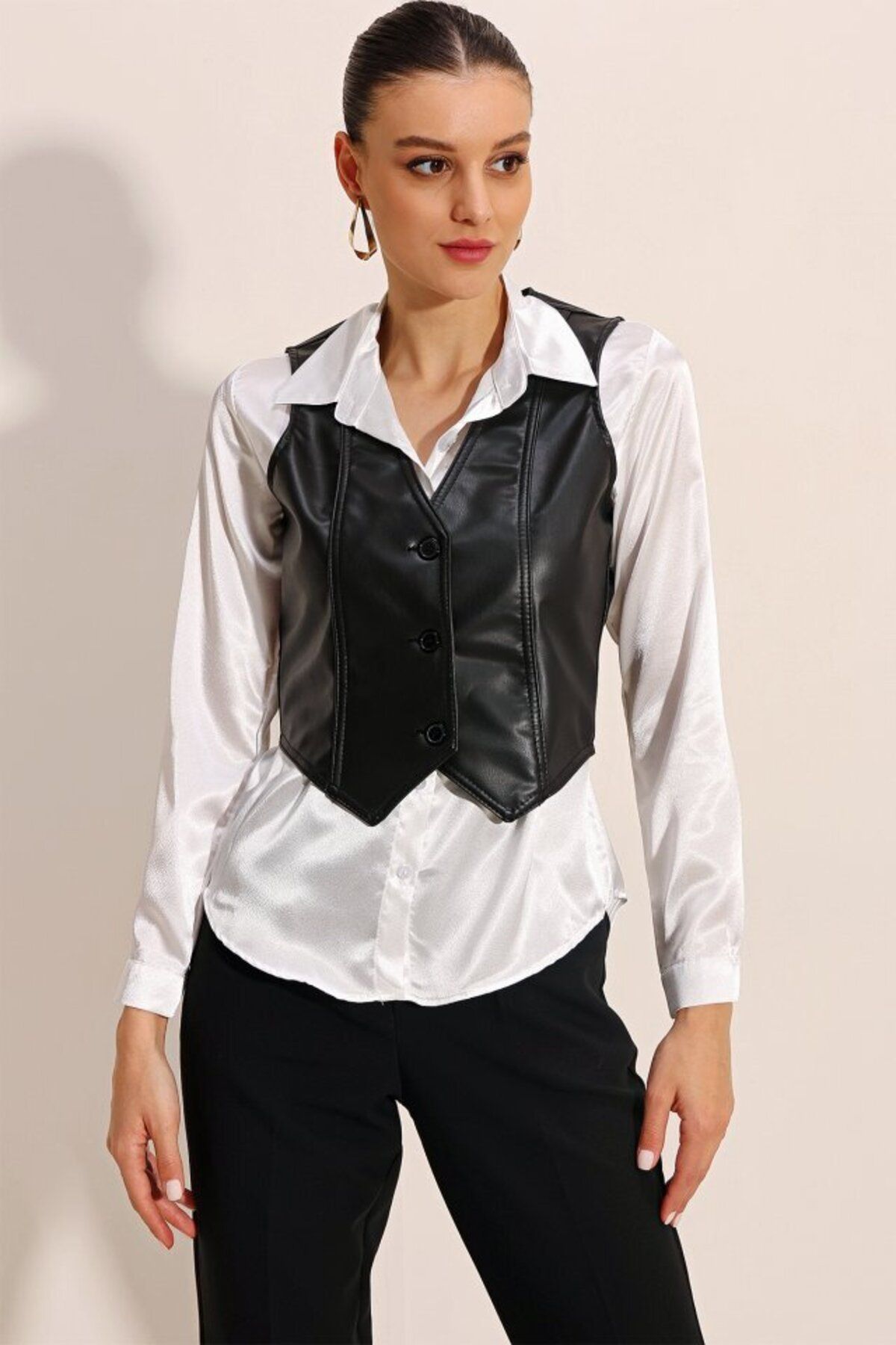 D&M Life Collection 6790 Suni Deri Yelek - Siyah - 38 - Siyah