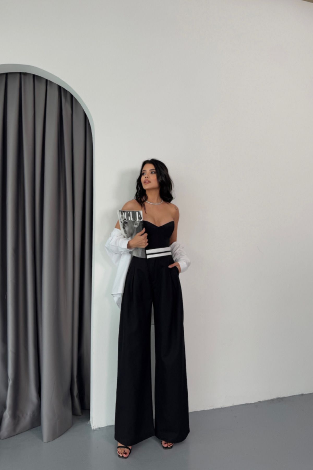 D&M Life Collection PANTOLON BEL ŞERİT DETAYLI - Siyah - L