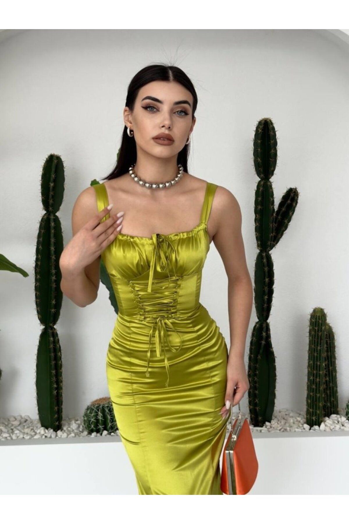 D&M Life Collection PAG İP ASKILI ELBİSE - M - Yeşil