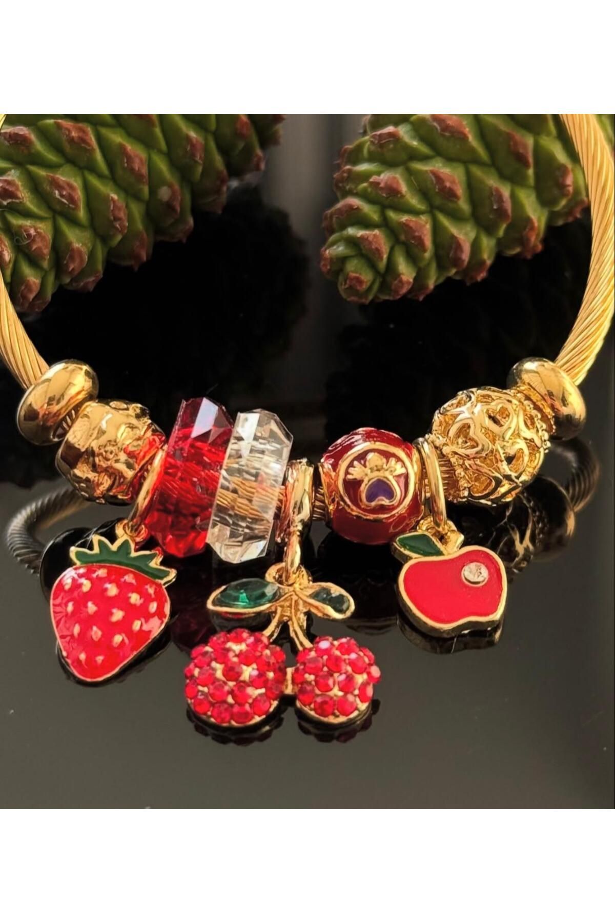 steel stainless Çelik Gold Charm Bileklik