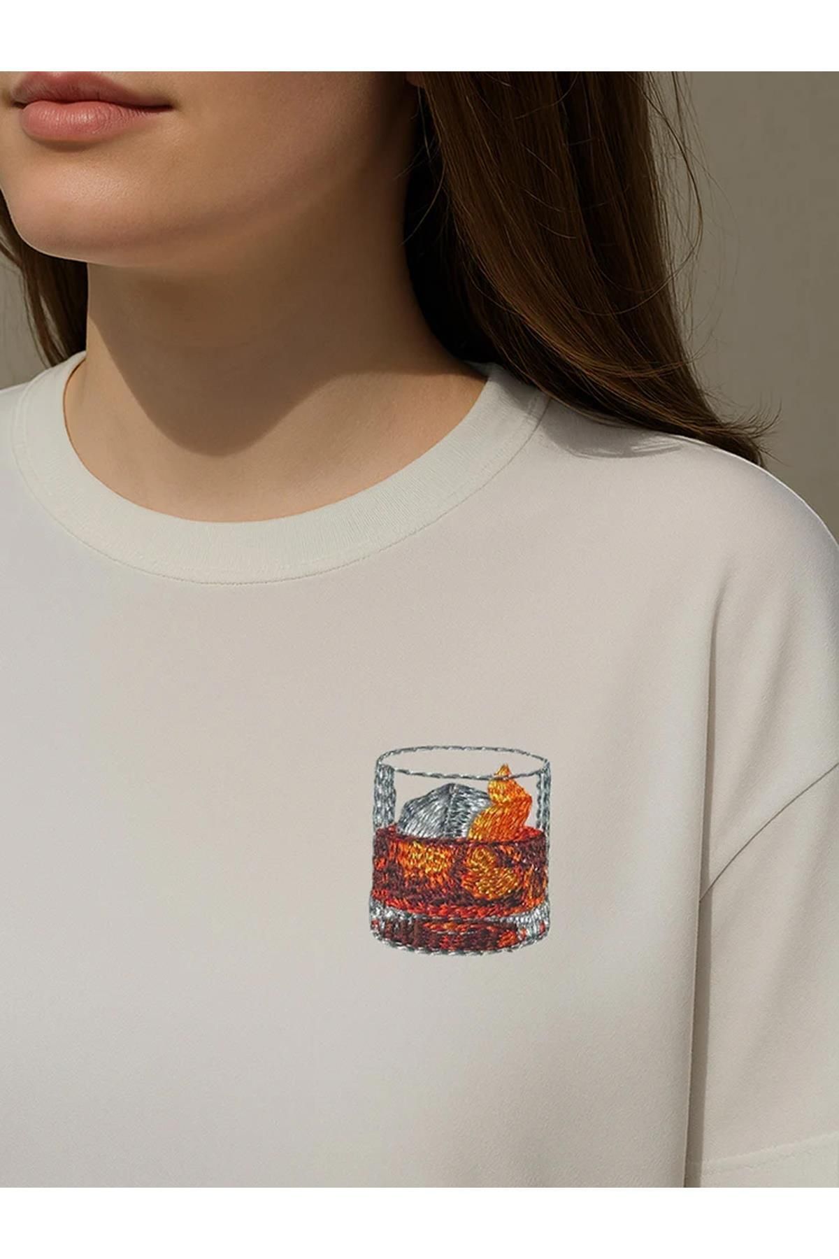 Trendiz Unisex Premium Negroni Nakışlı Tshirt Beyaz
