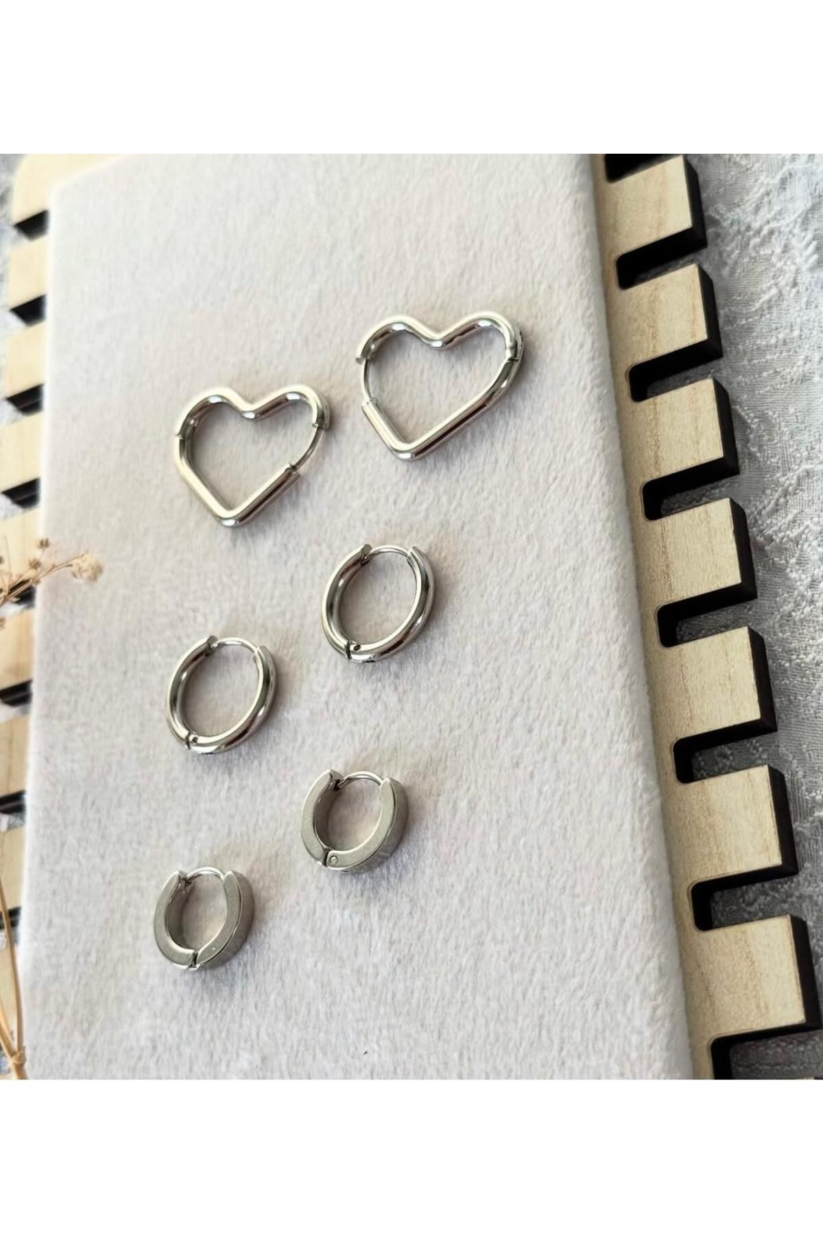 steel stainless Silver modern çelik halka küpe