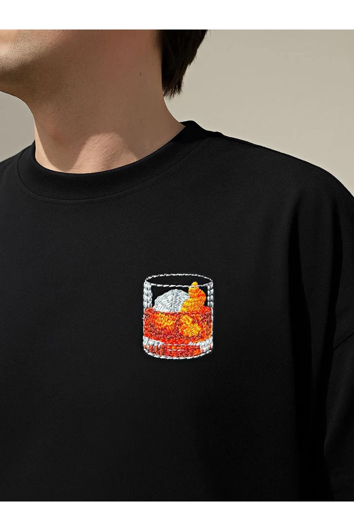 Trendiz Unisex Premium Negroni Nakışlı Tshirt Siyah