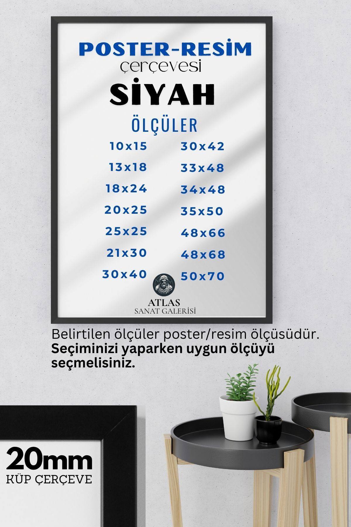 ASG Poster Resim Belge Resim Çerçevesi PVCli Postersiz Resimsiz siyah Çerçeve