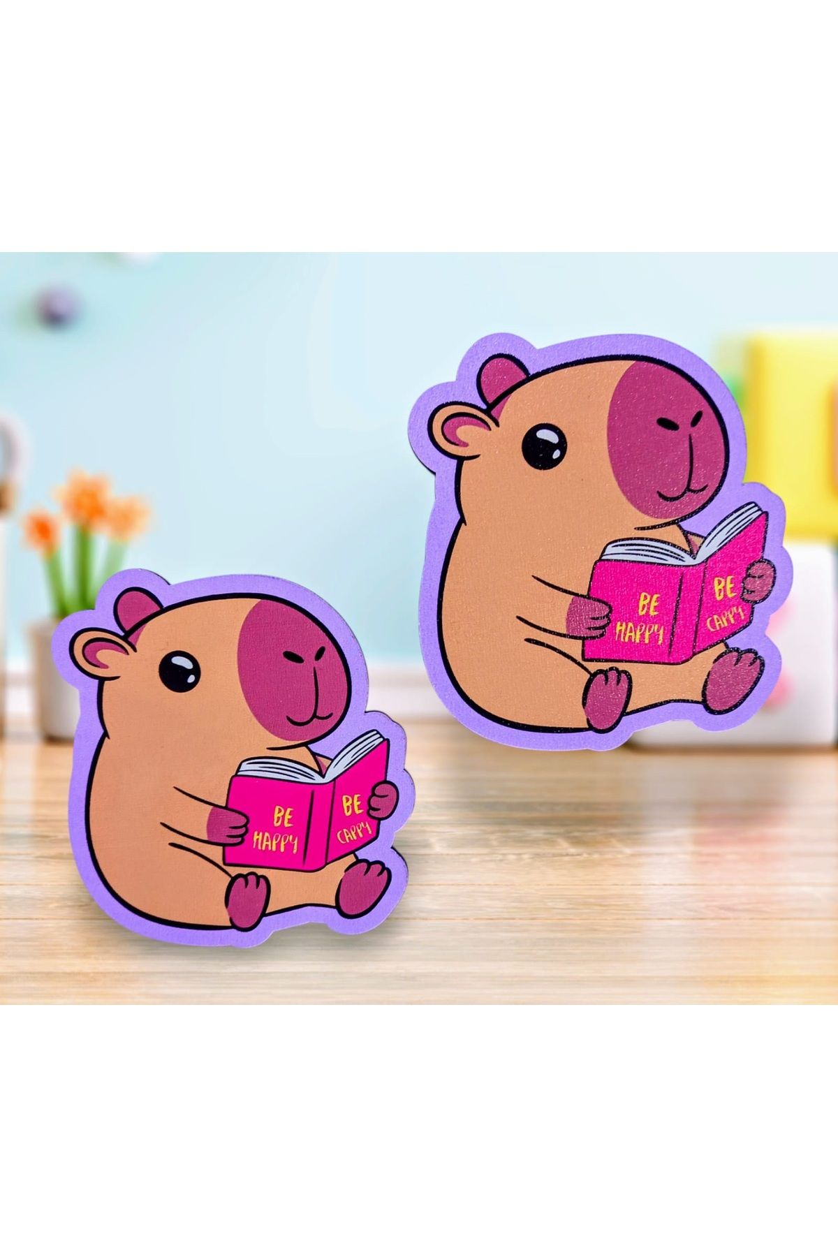 izmir yazici servis Capybara Ahşap Bardak Altlığı 11x9 Cm Duvar Süsü Masa Dolap Süsü Aksesuar Kapibara