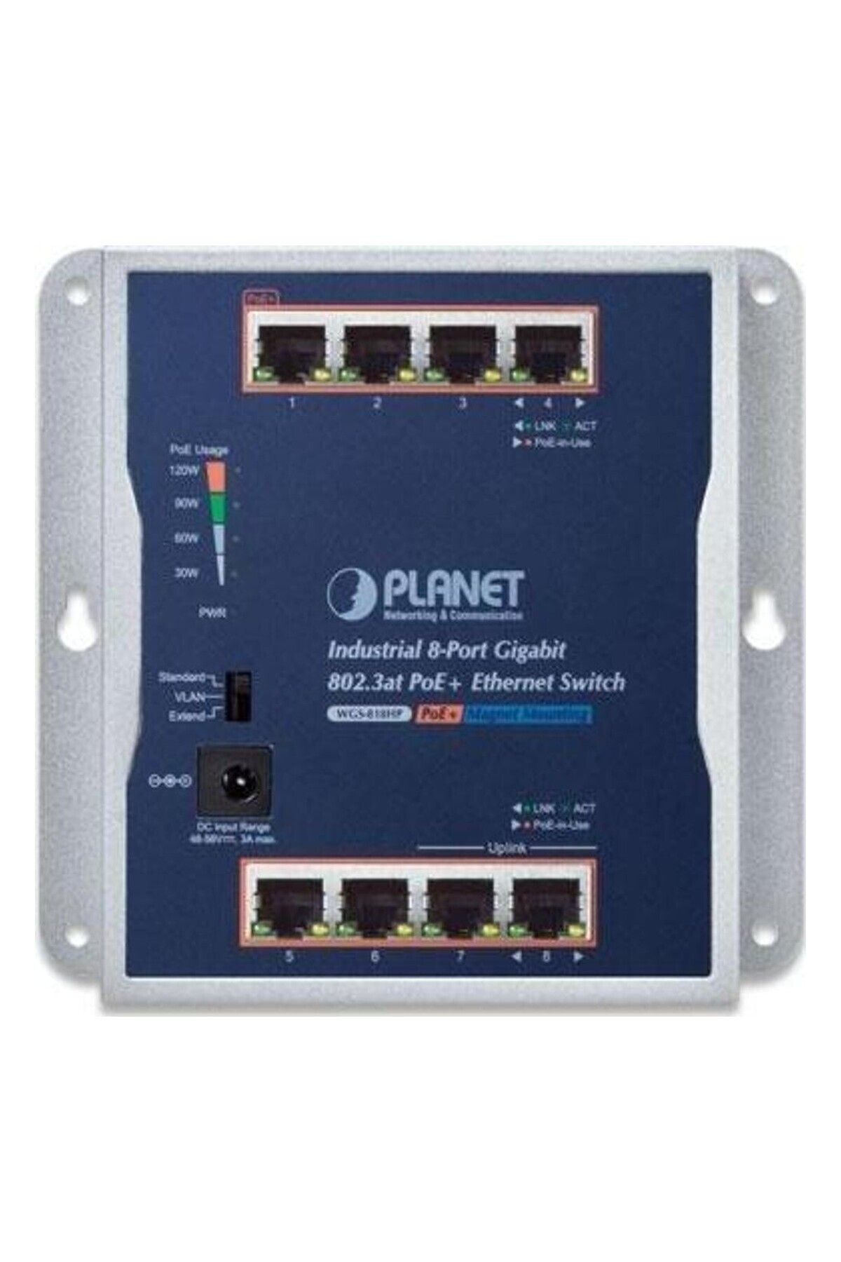 Endüstriyel Duvar Tip Yönetilemeyen PoE+ Switch (Industrial 8-Port 10/100/1000T 802.3at PoE+ Wall-mo