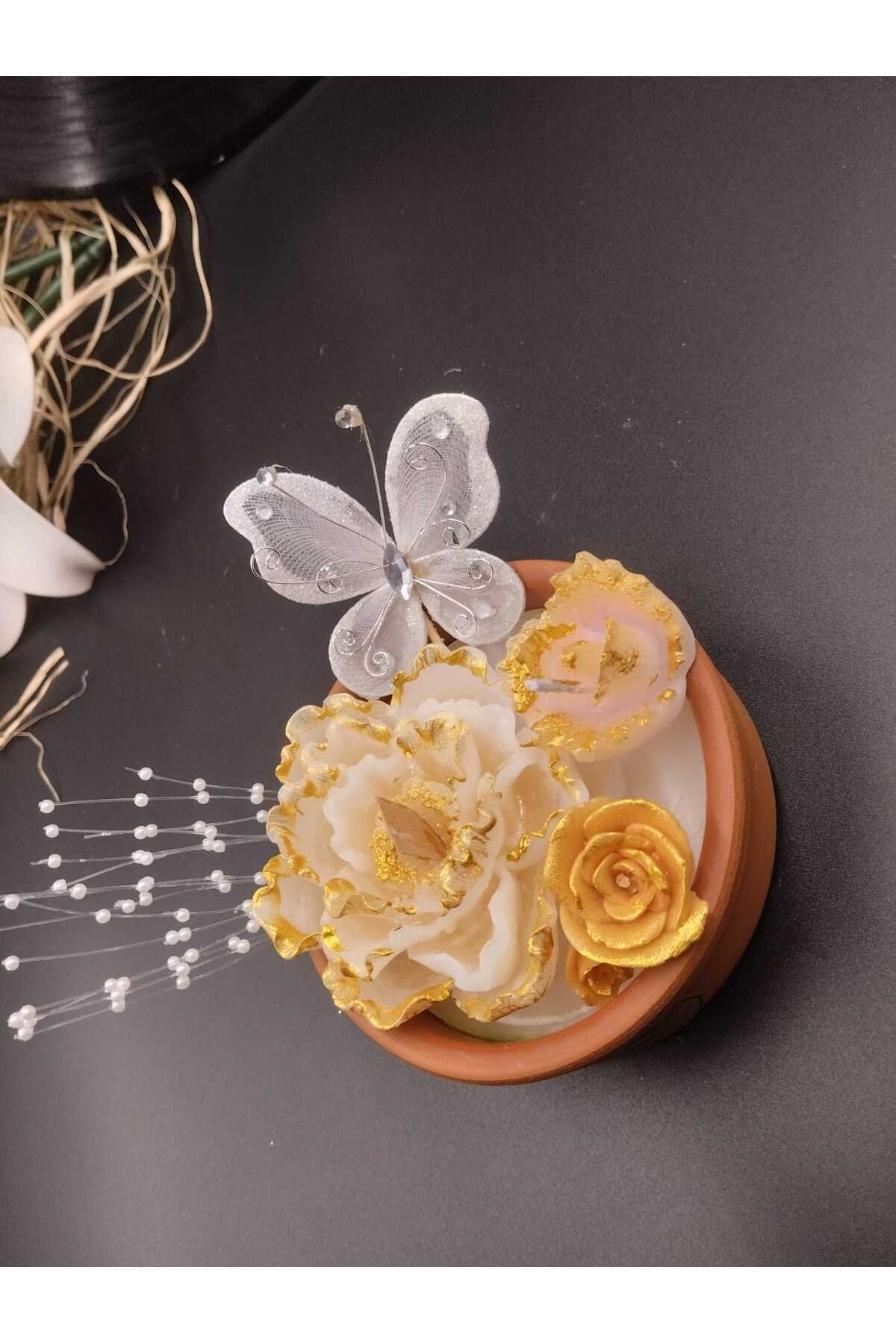 rat ÇÖMLEK İÇİNDE ŞAKAYIK GÜL GELİN DAMAT TASARIMLI GÜL KOKULU SOYAWAX EL YAPIMI MUM