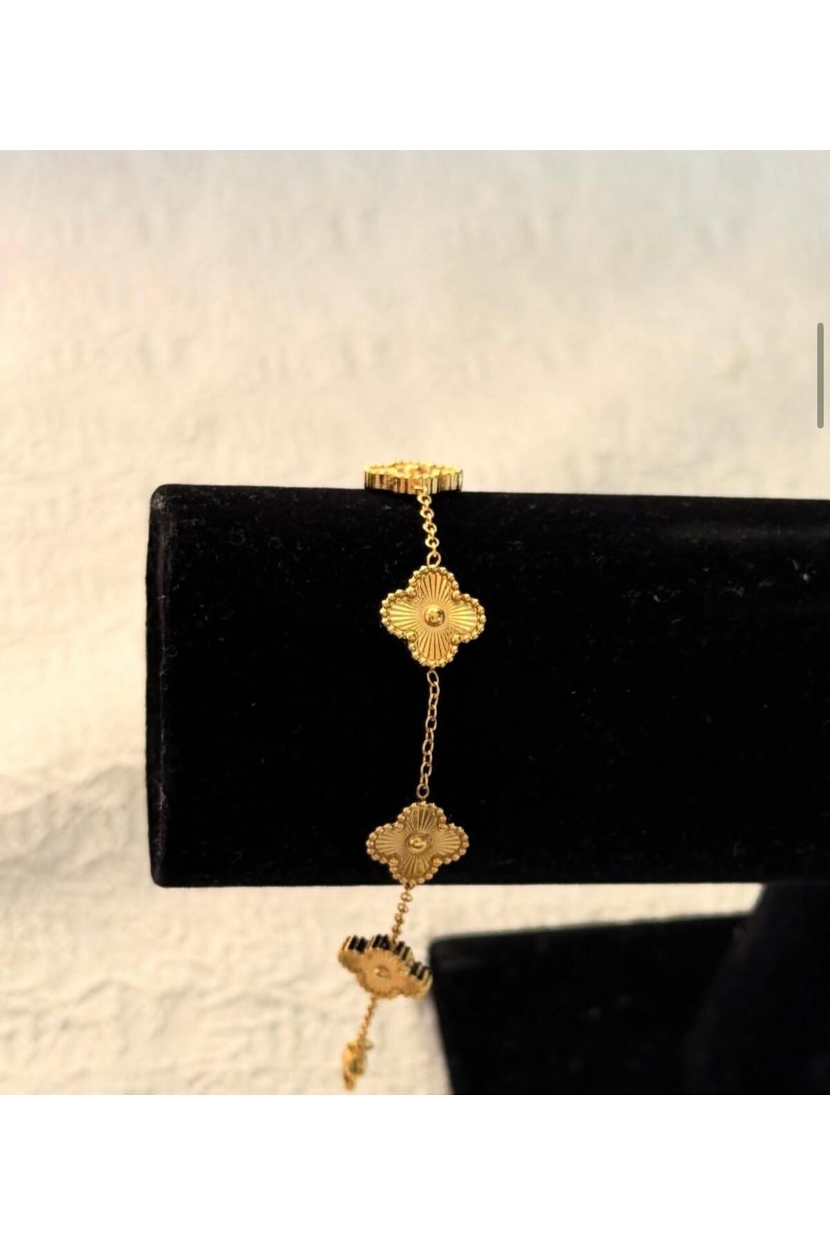 steel stainless Kadın gold yonca bileklik