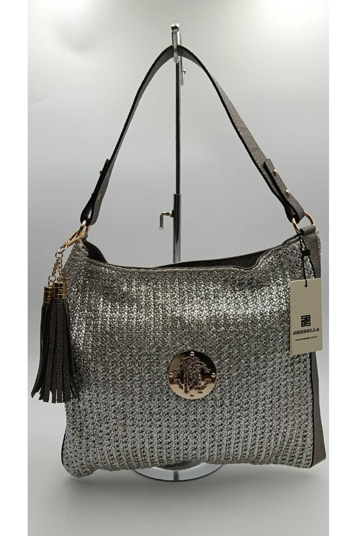 SheBella Bags & Shoes Kadın Örme Model Parlak Omuz Çantası