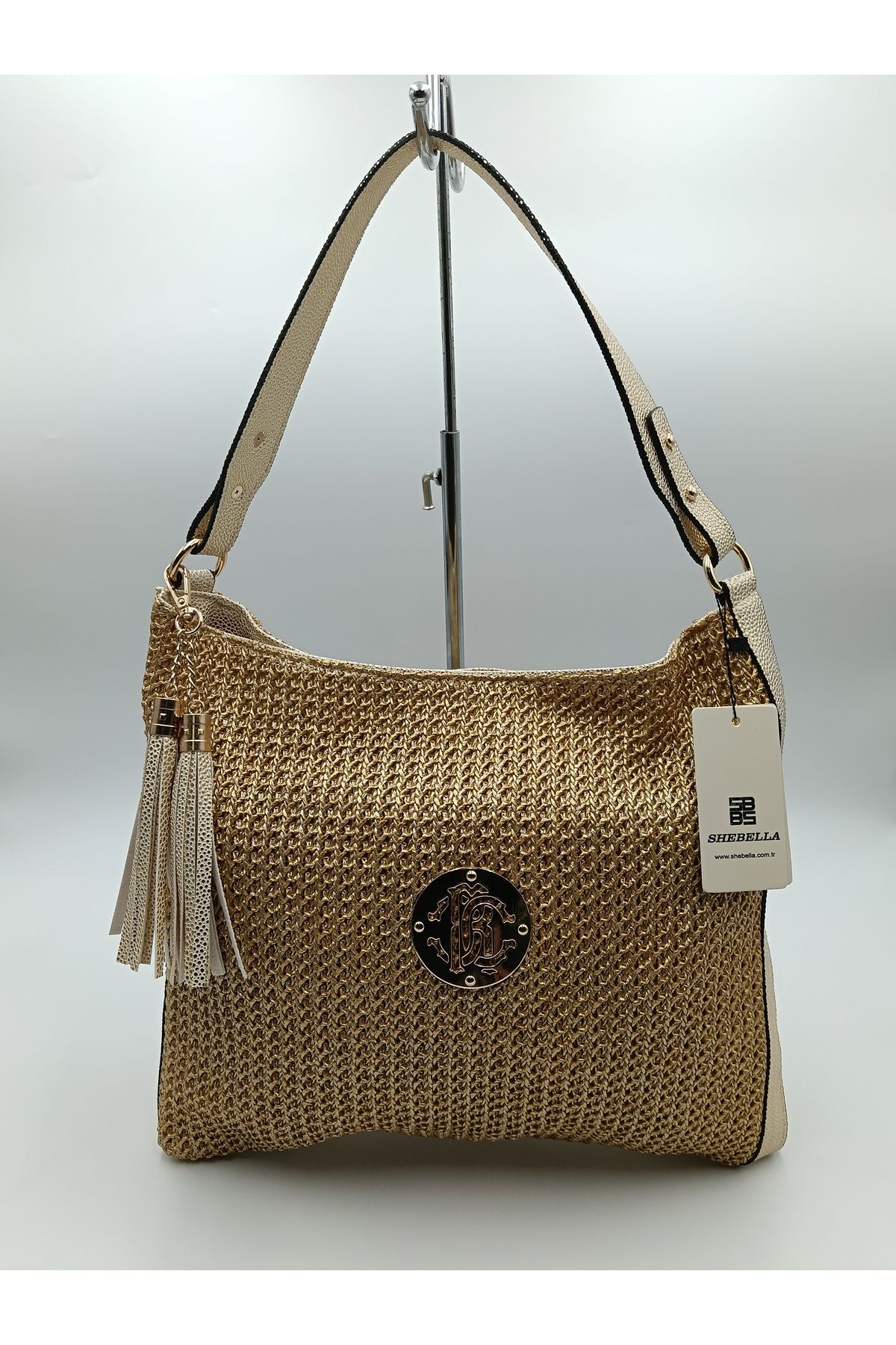 SheBella Bags & Shoes Kadın Örme Model Parlak Omuz Çantası