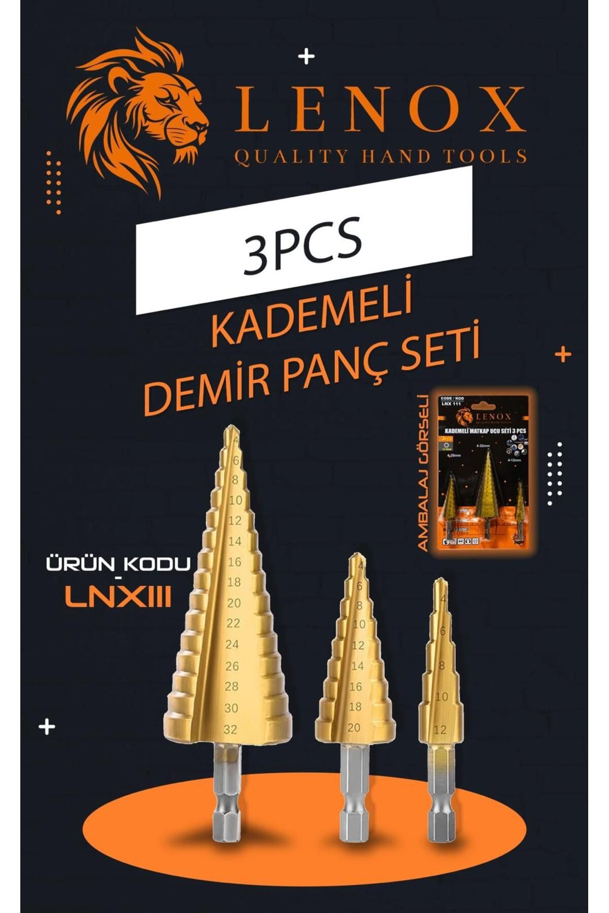 Lenox Tools 3 Pcs Kademeli Matkap Ucu (4‑12, 4‑20, 4‑32 mm)